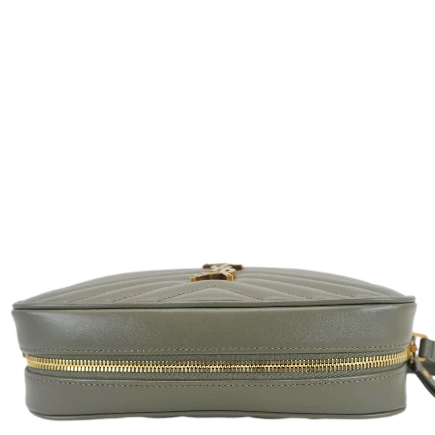 YSL Saint Laurent Yves Lou Camera Shoulder Bag Leather Monogram Gray