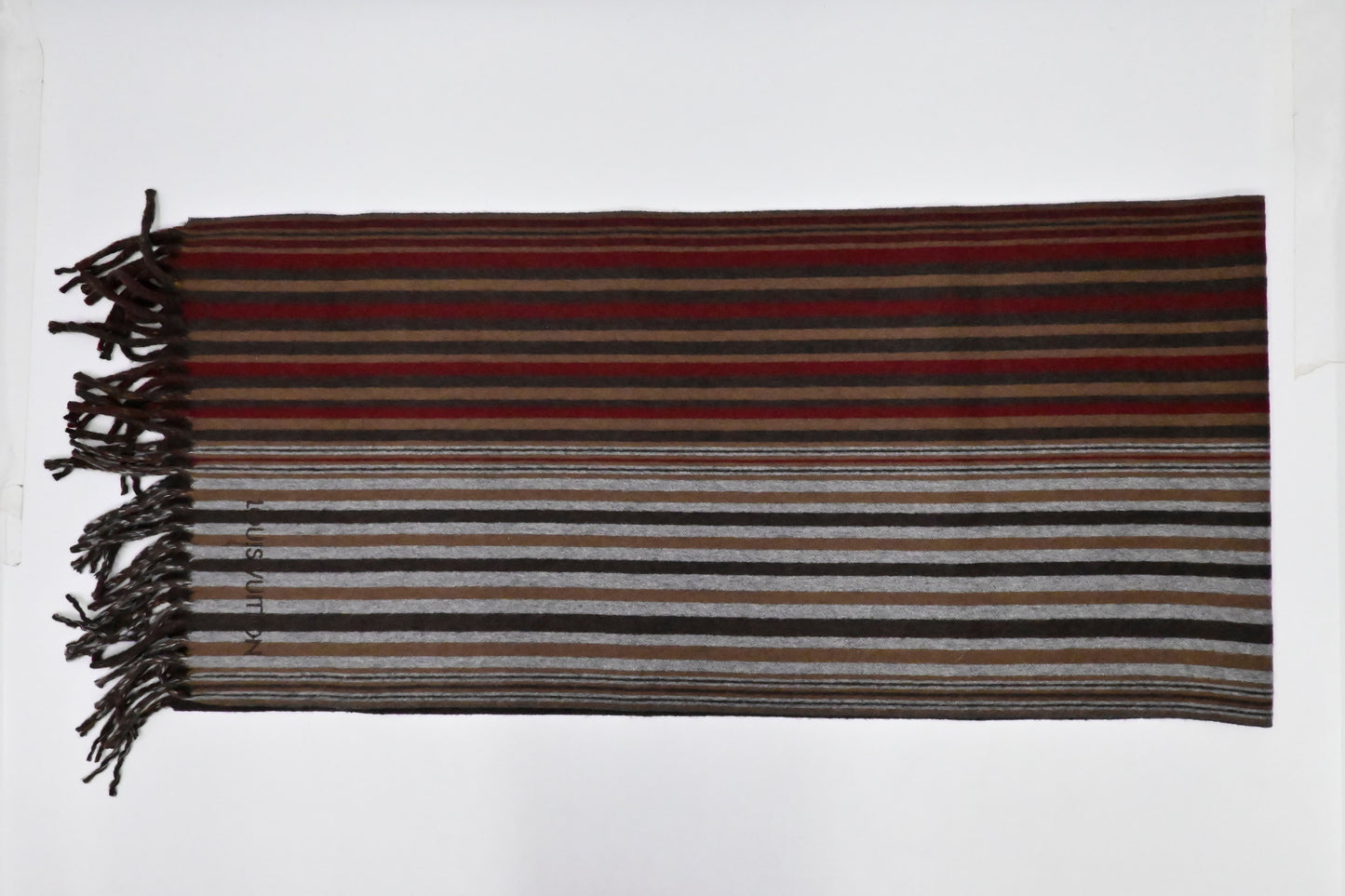 Louis Vuitton Scarf Cashmere Wool Brown Red