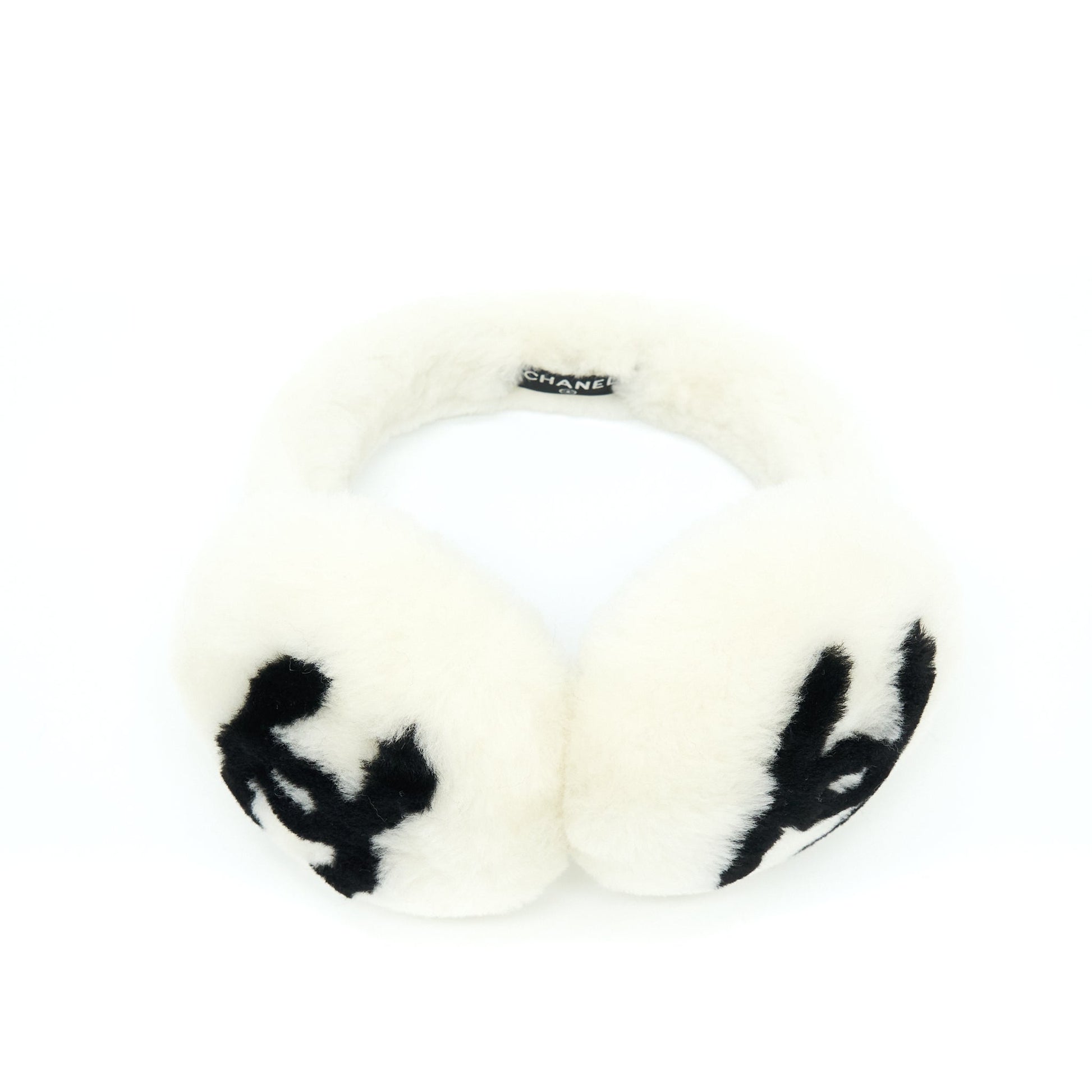 Chanel 22P Shearling CC Logo Earmuffs Black White Handbag