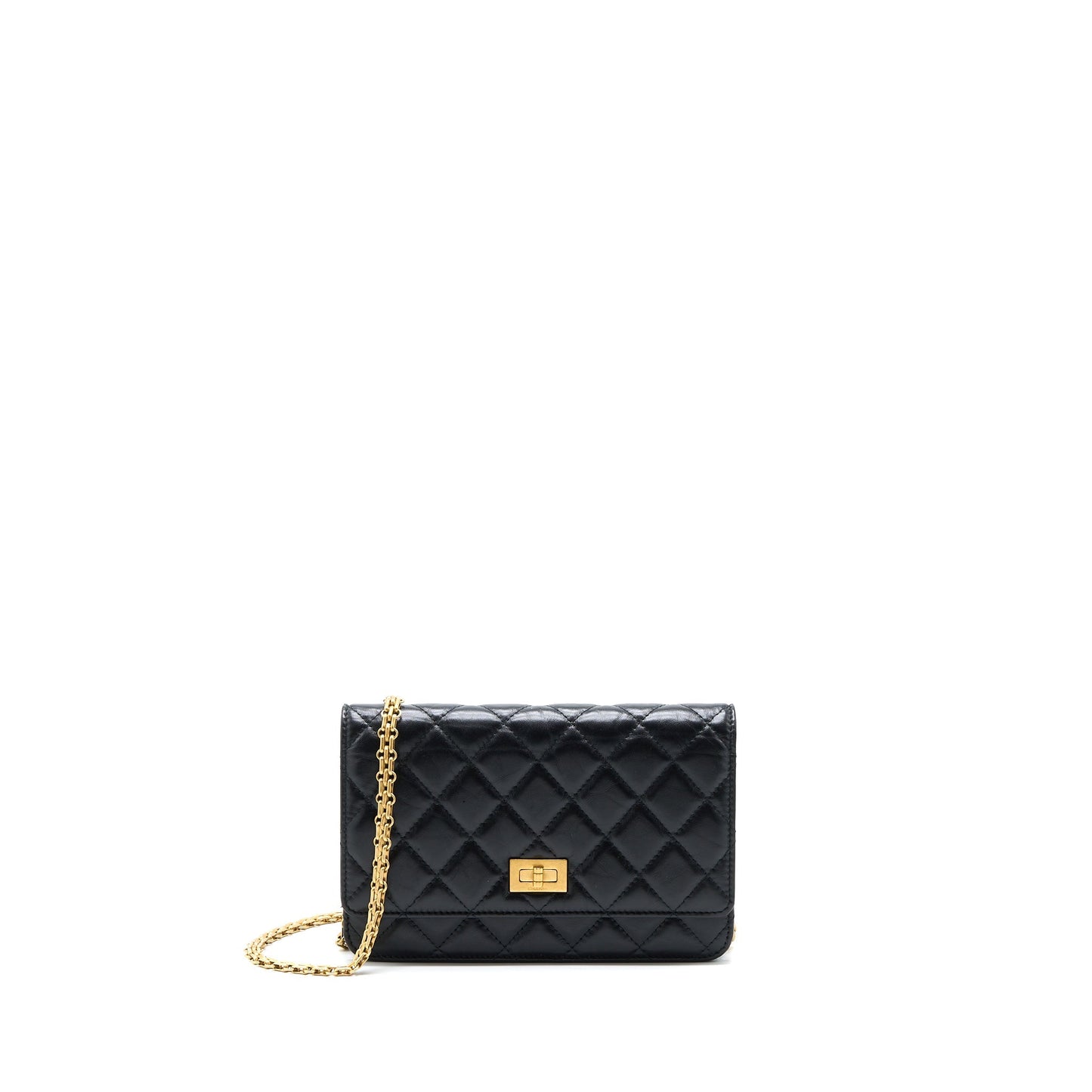 Chanel 2.55 Reissue On Aged Calfskin GHW Black Wallet Case Black Ghw