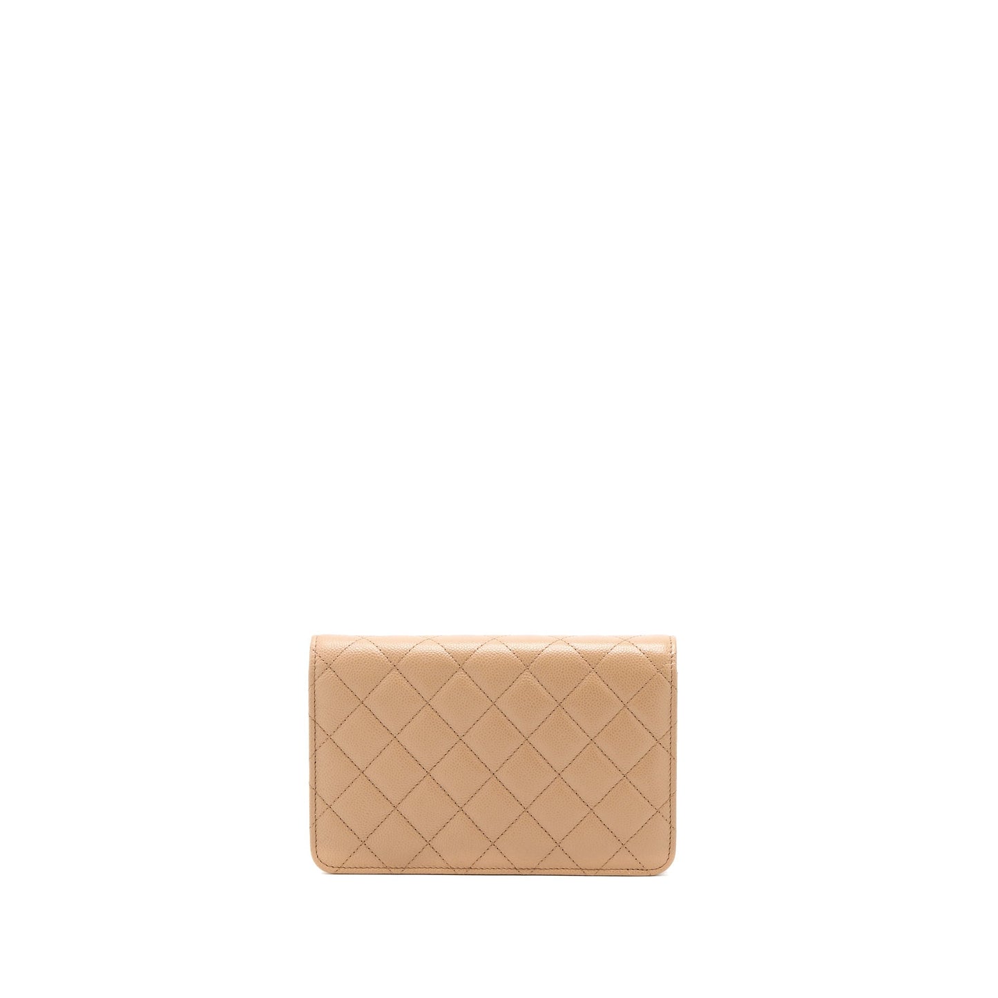 Chanel 22K On Caviar Dark LGHW Microchip Beige Wallet Case