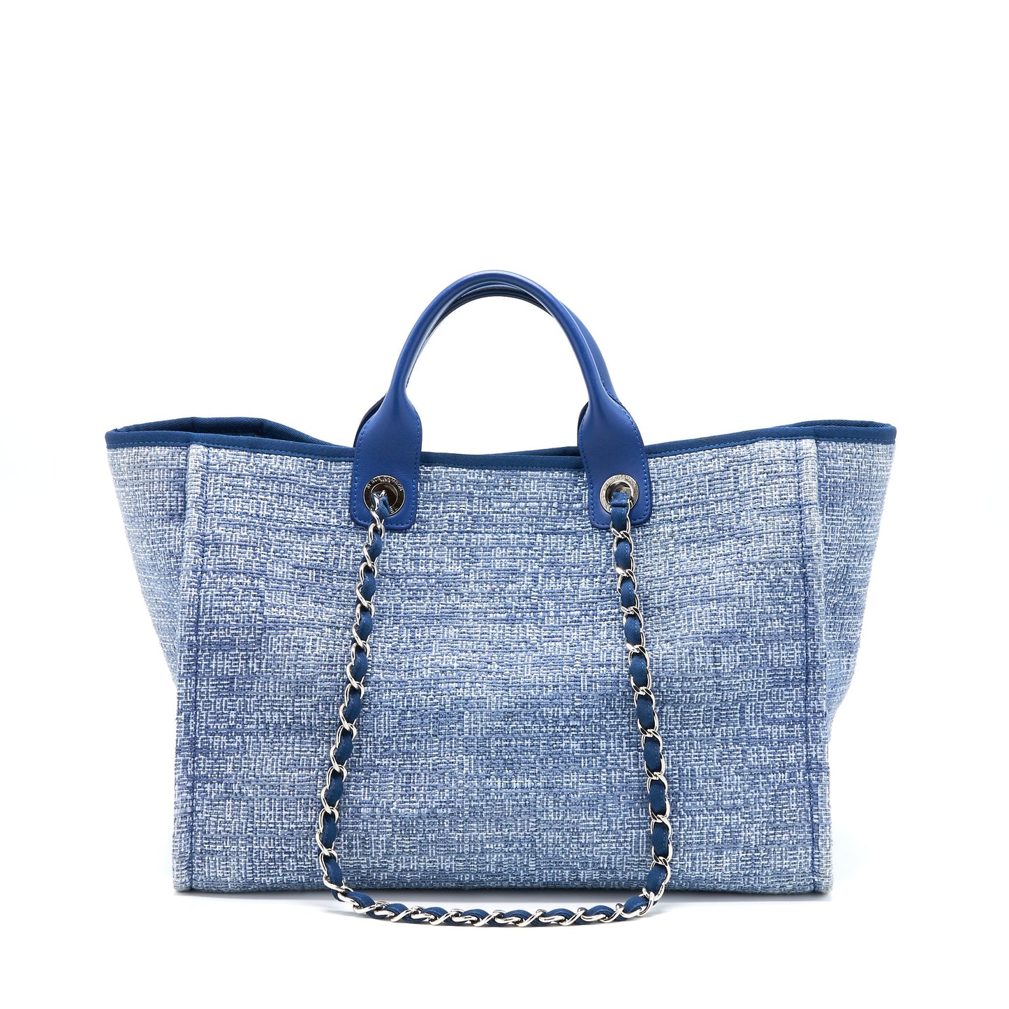 Chanel Deauville Tweed Light SHW Blue Tote Bag