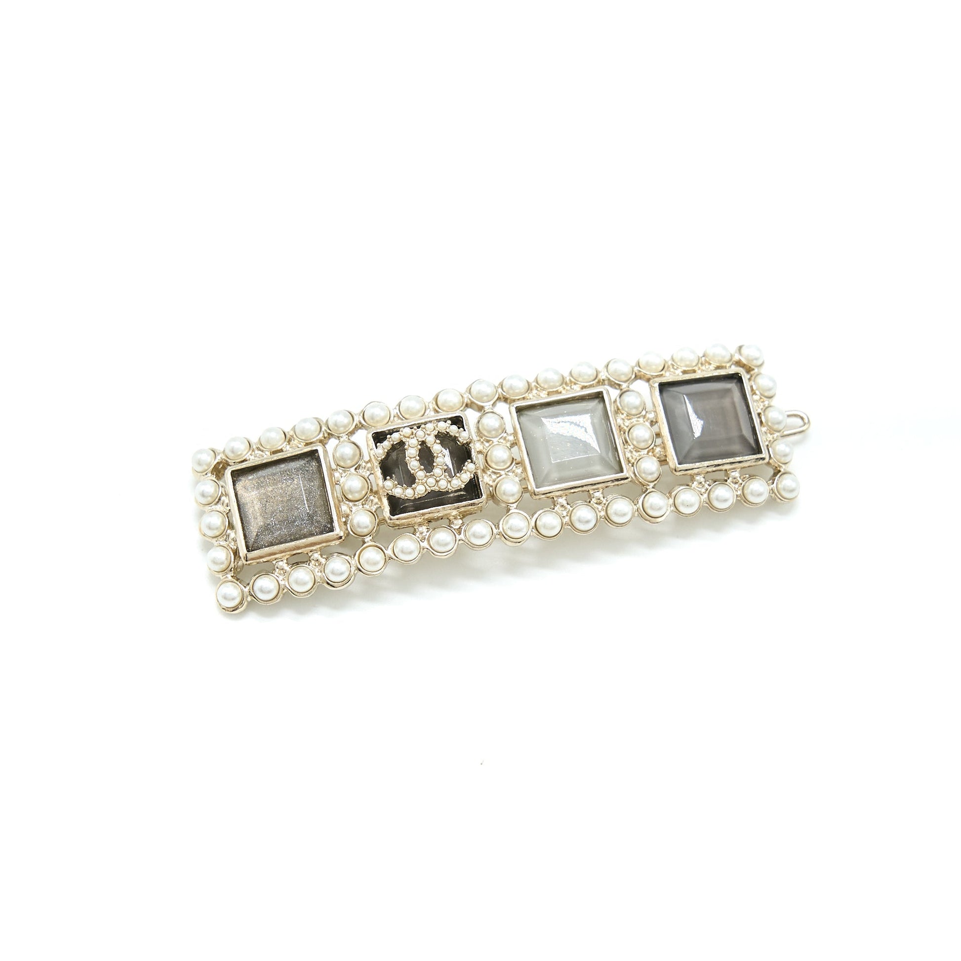 Chanel Pearl CC Logo Hairclip Light Tone Gold Handbag