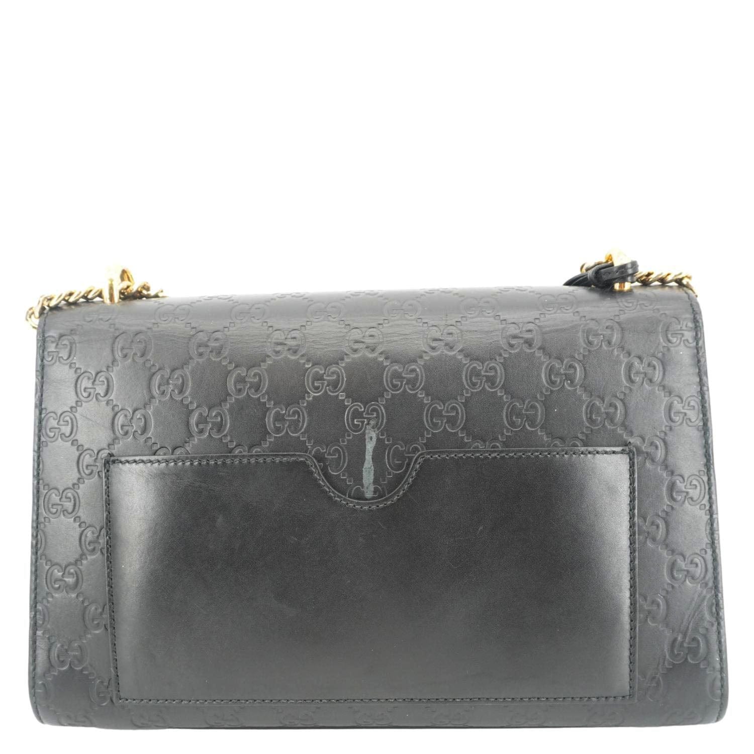 Gucci Padlock Chain Shoulder Bag Leather Black