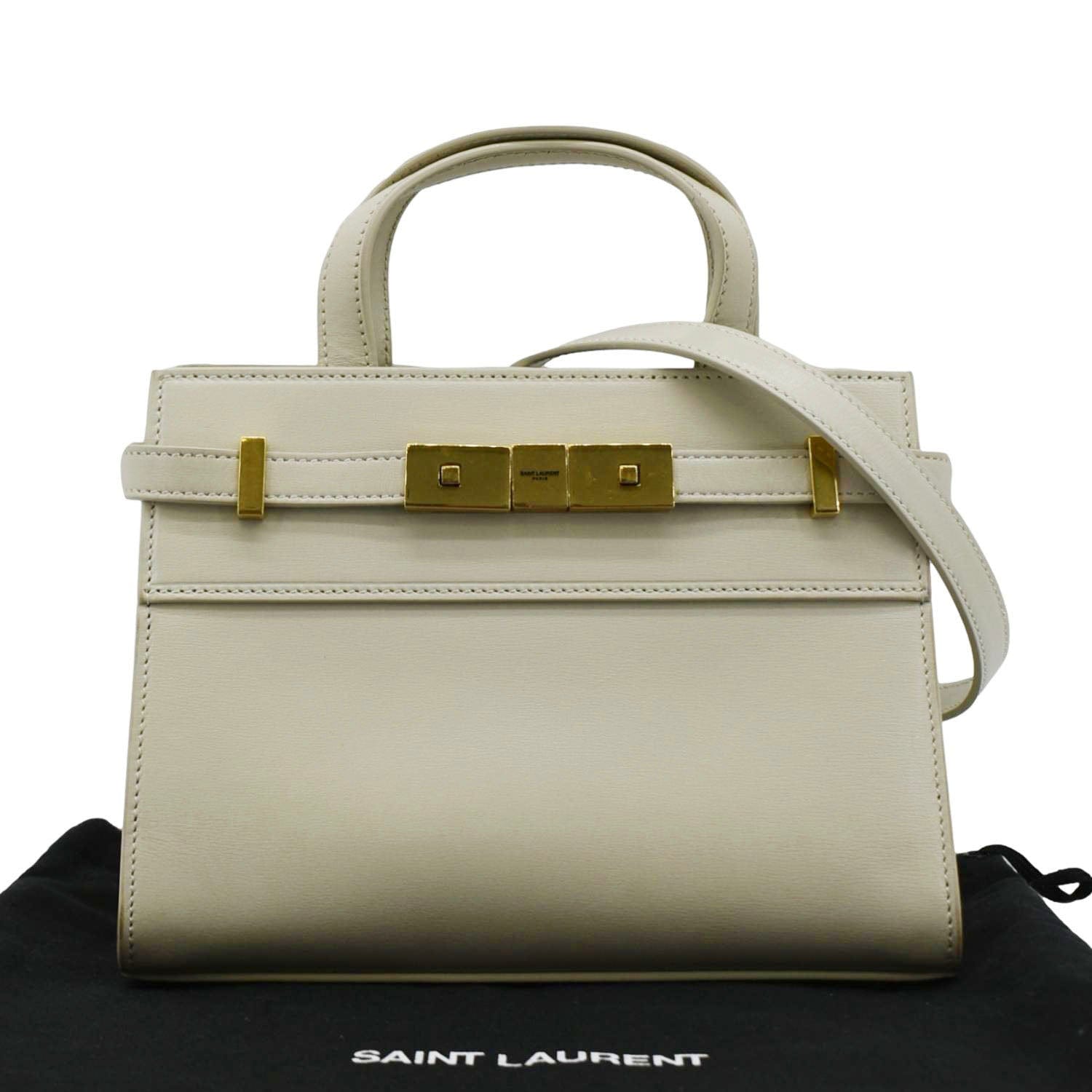 YSL Saint Laurent Yves Manhattan Shopper Tote Bag Leather Beige