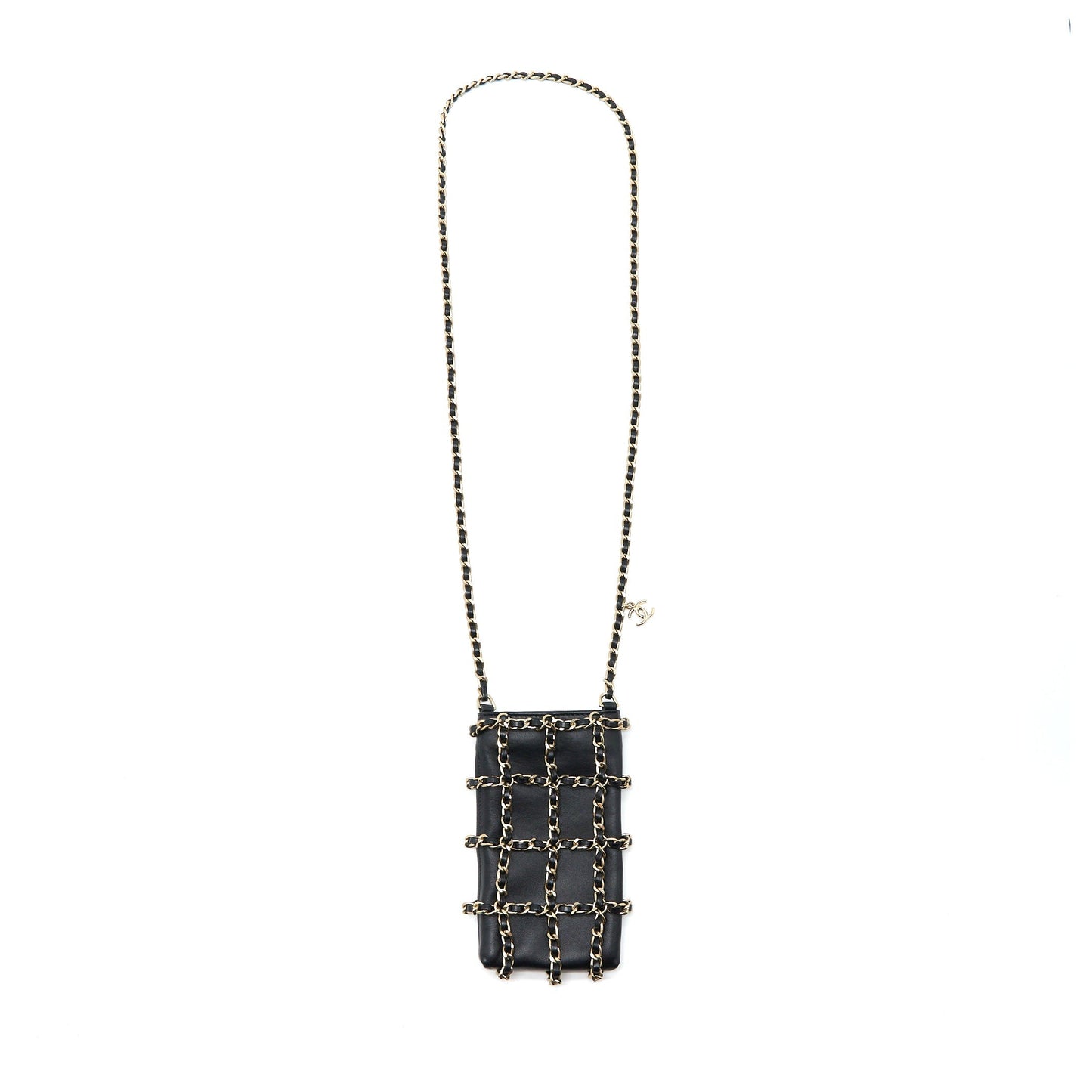 Chanel Phone Lambskin LGHW Black Handbag