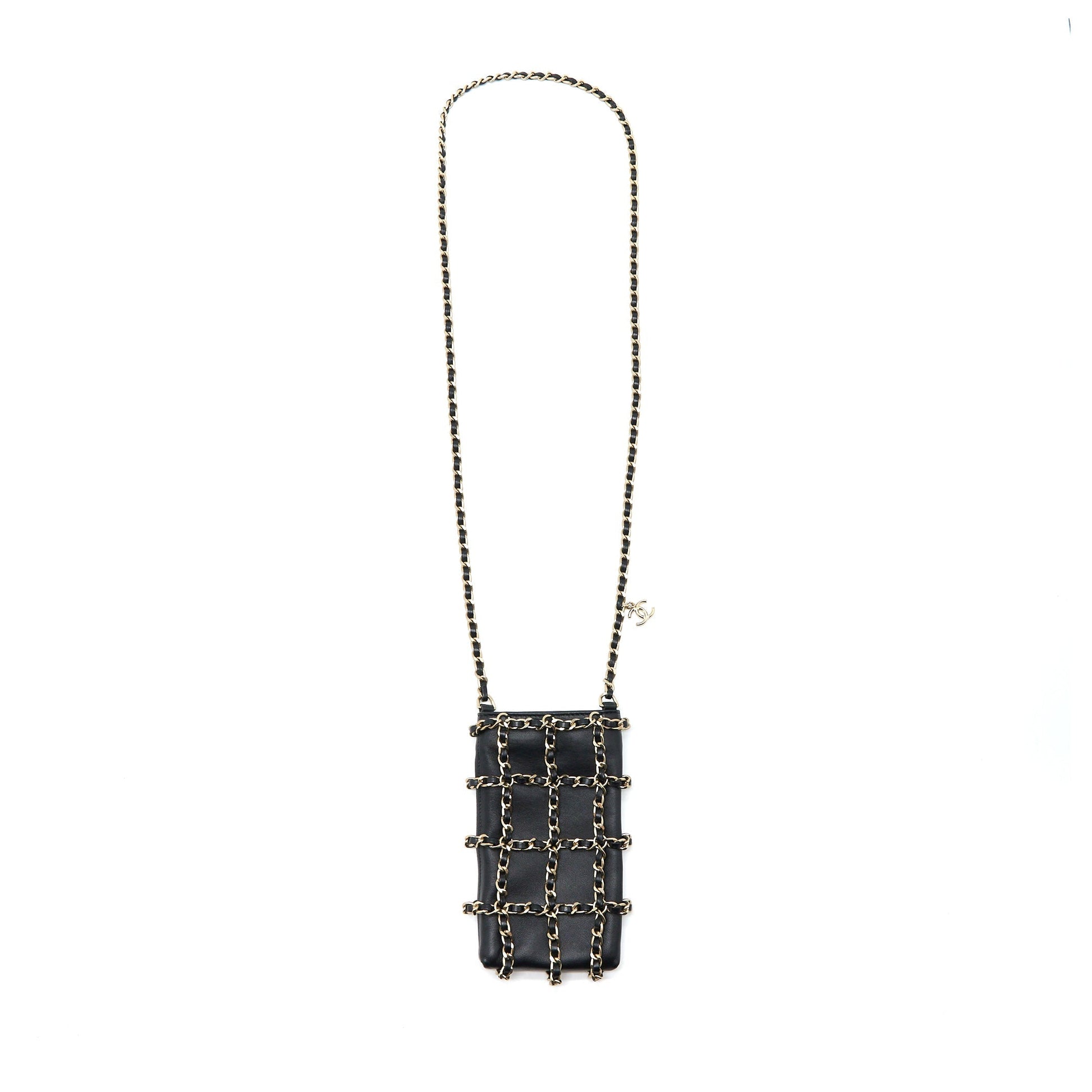Chanel Phone Lambskin LGHW Black Handbag