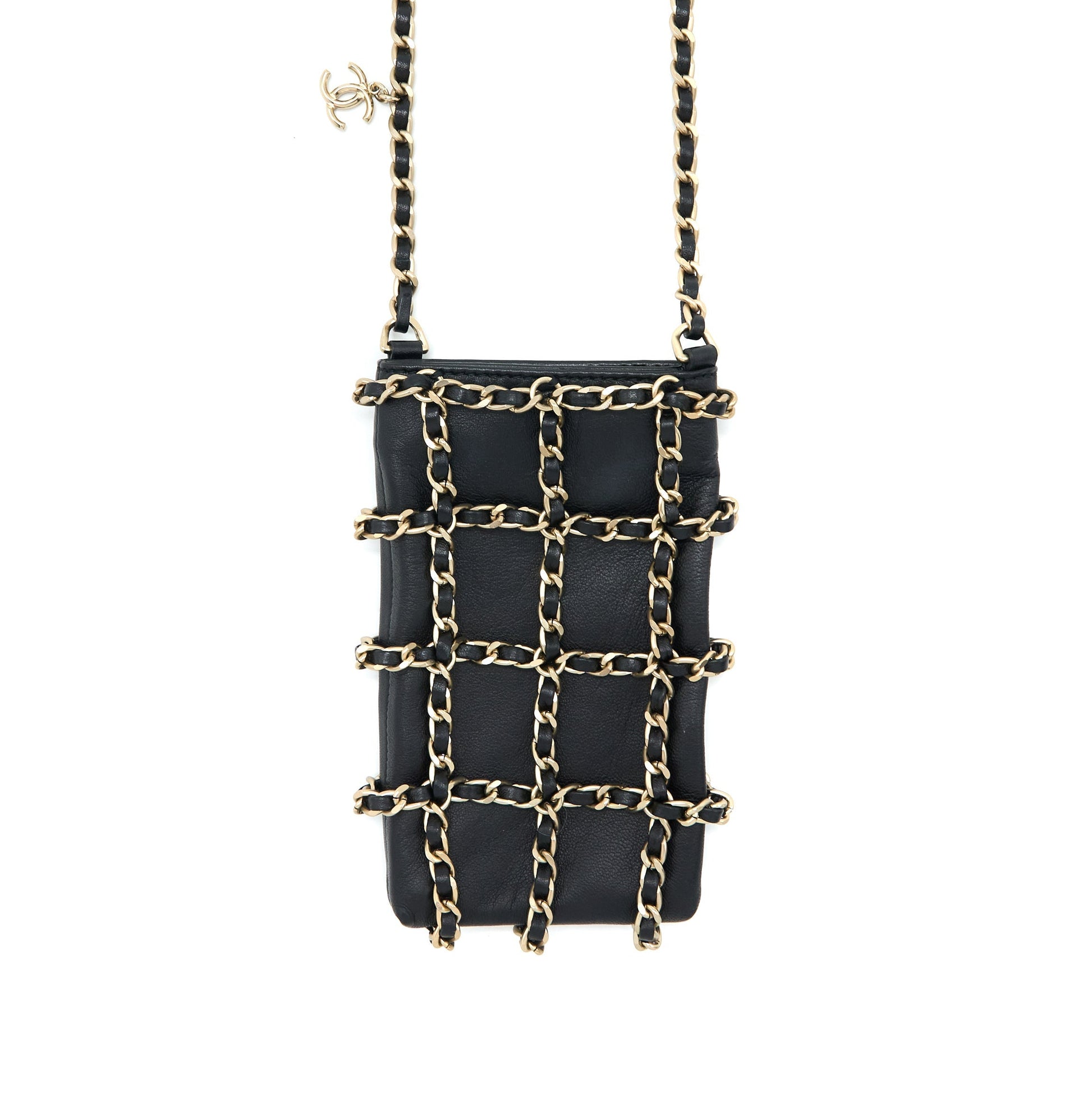 Chanel Phone Lambskin LGHW Black Handbag