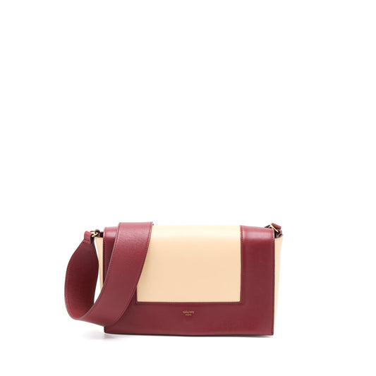 Celine Frame Purse Calfskin Multicolour Handbag Beige Red Travel Bag