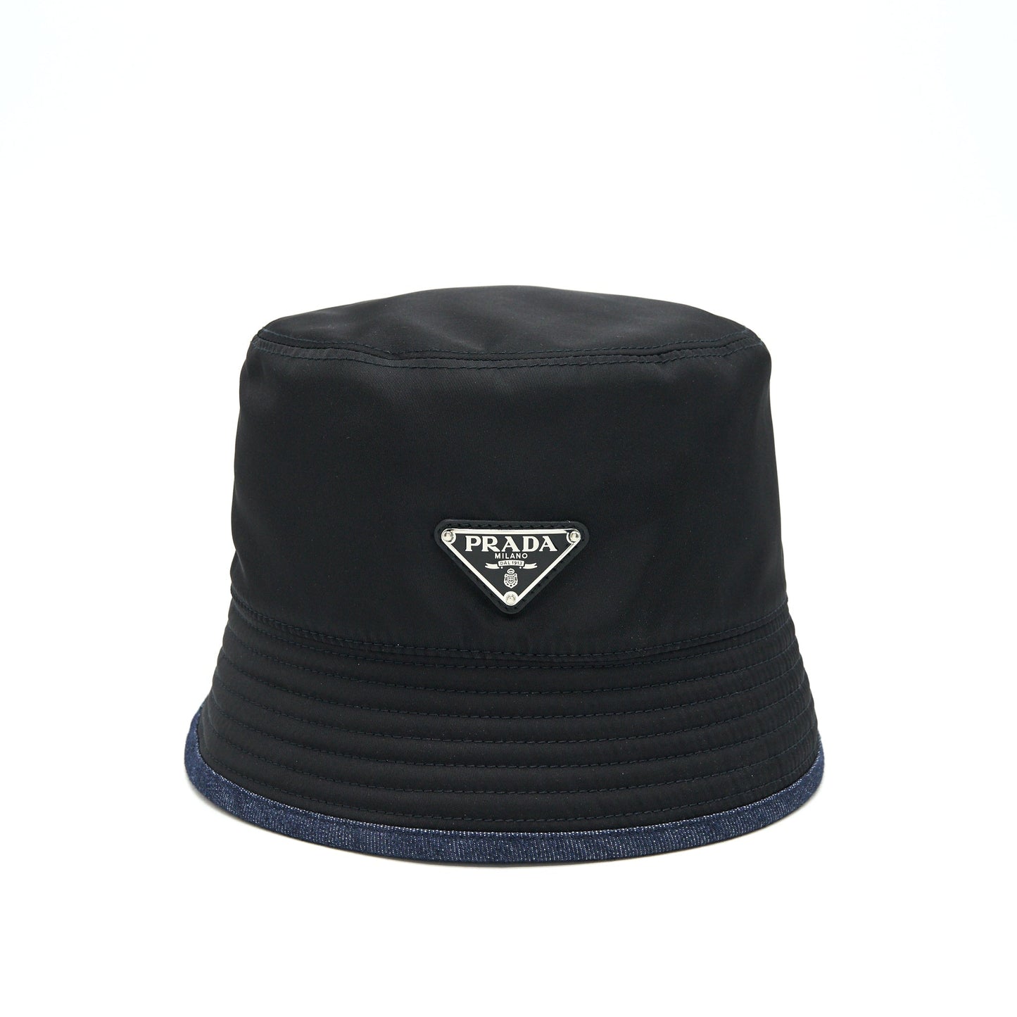 Prada And Hat Handbag Denim Nylon Bucket Bag