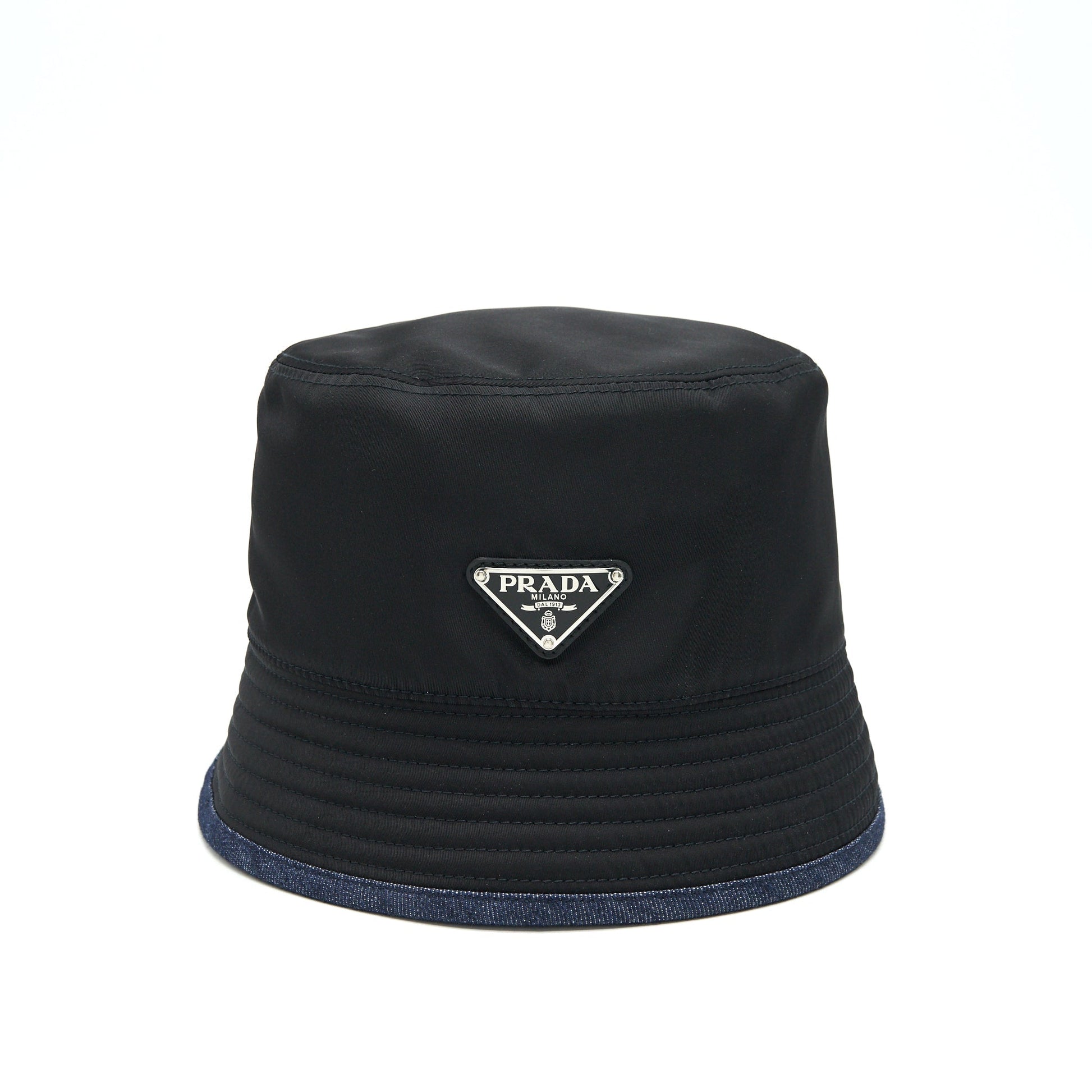 Prada And Hat Handbag Denim Nylon Bucket Bag