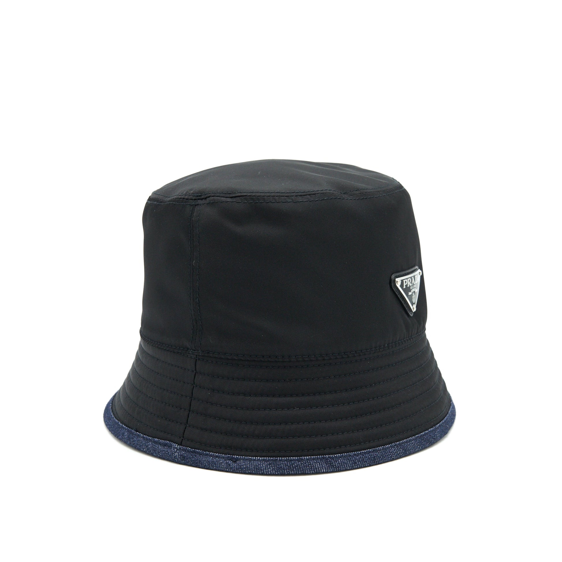 Prada And Hat Handbag Denim Nylon Bucket Bag