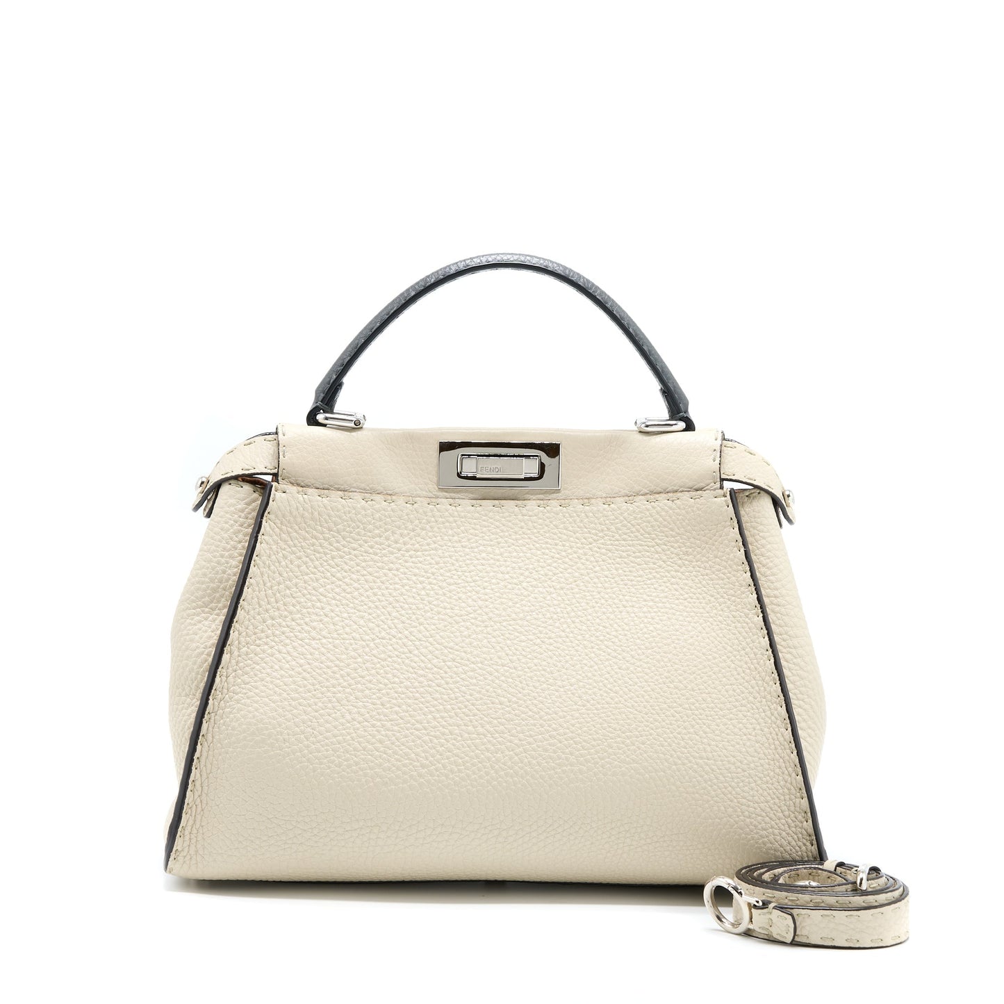 Fendi Peekaboo Grained Calfskin Mix Romano Canara Handbag Travel Bag