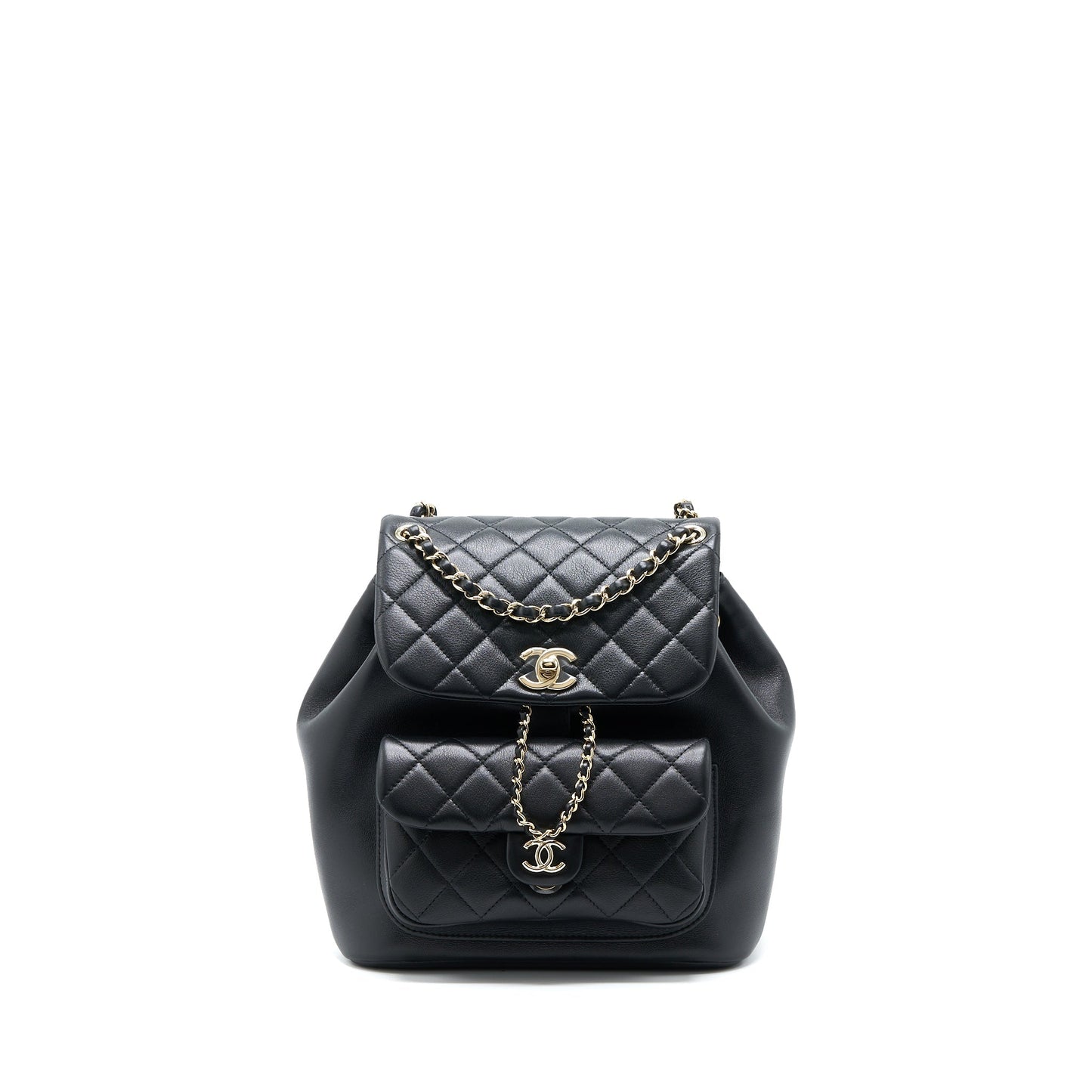Chanel 23C Duma Backpack Calfskin LGHW Microchip Black Lghw Microchip