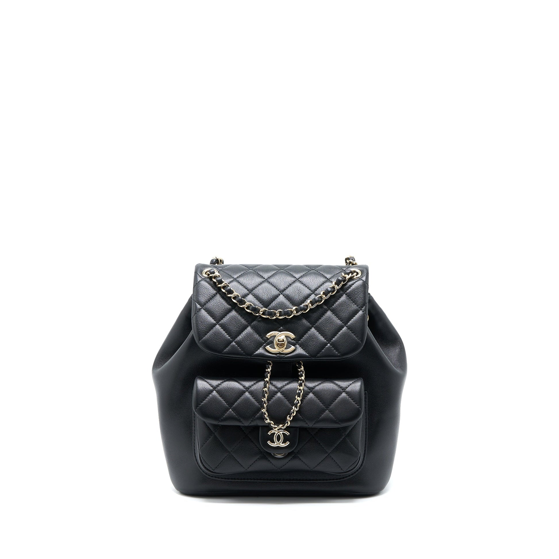 Chanel 23C Duma Backpack Calfskin LGHW Microchip Black Lghw Microchip