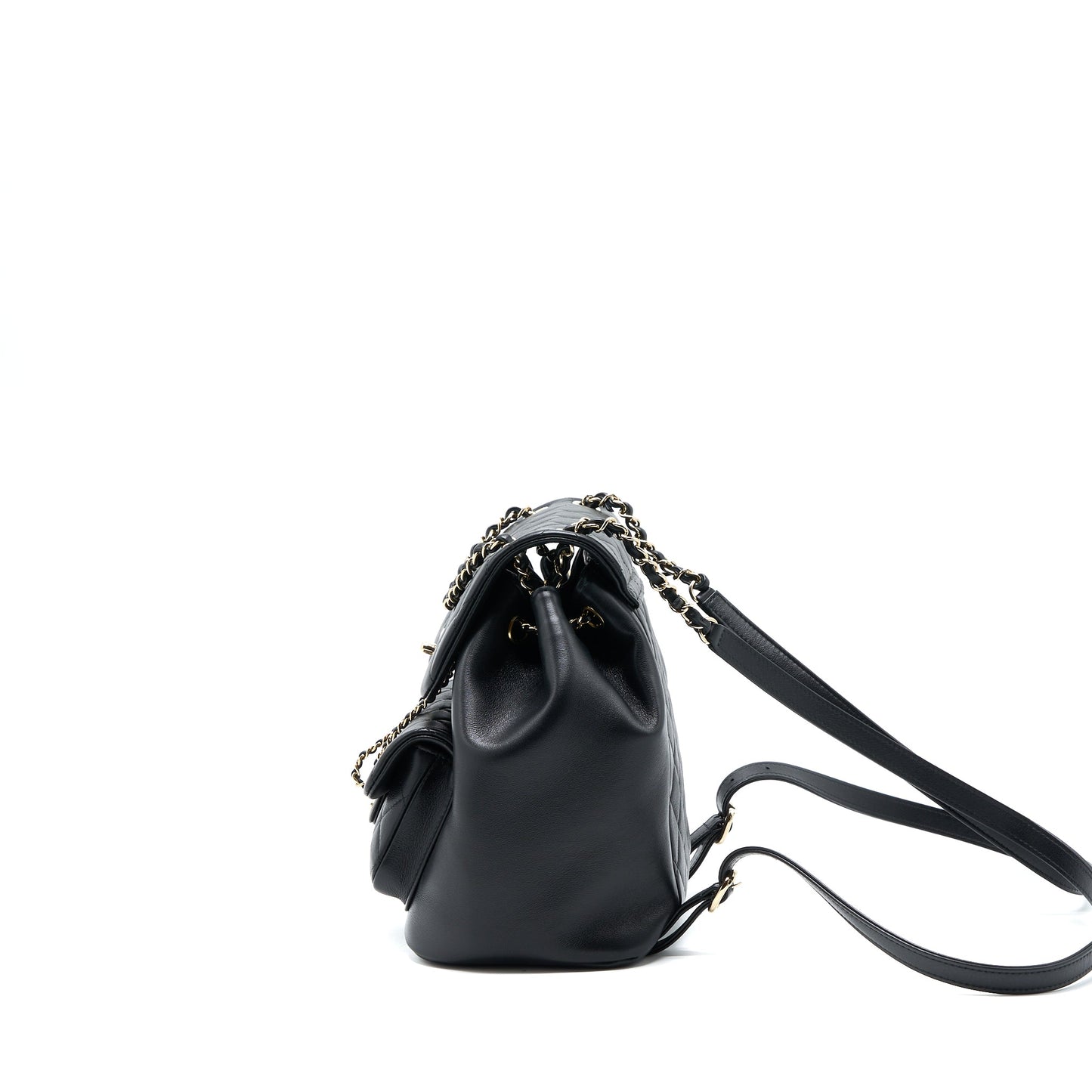 Chanel 23C Duma Backpack Calfskin LGHW Microchip Black Lghw Microchip
