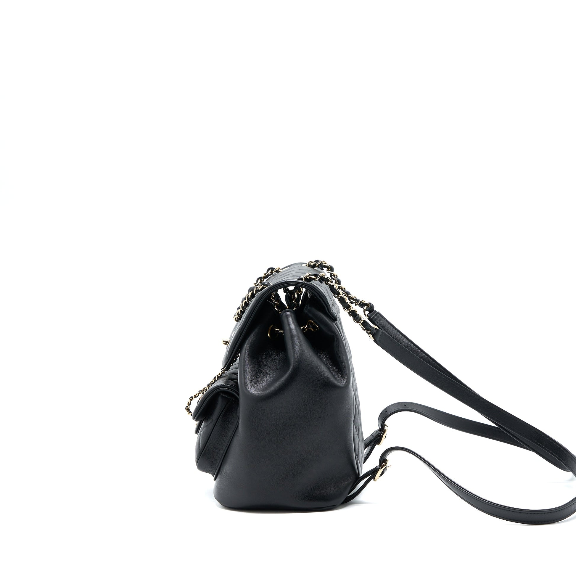 Chanel 23C Duma Backpack Calfskin LGHW Microchip Black Lghw Microchip