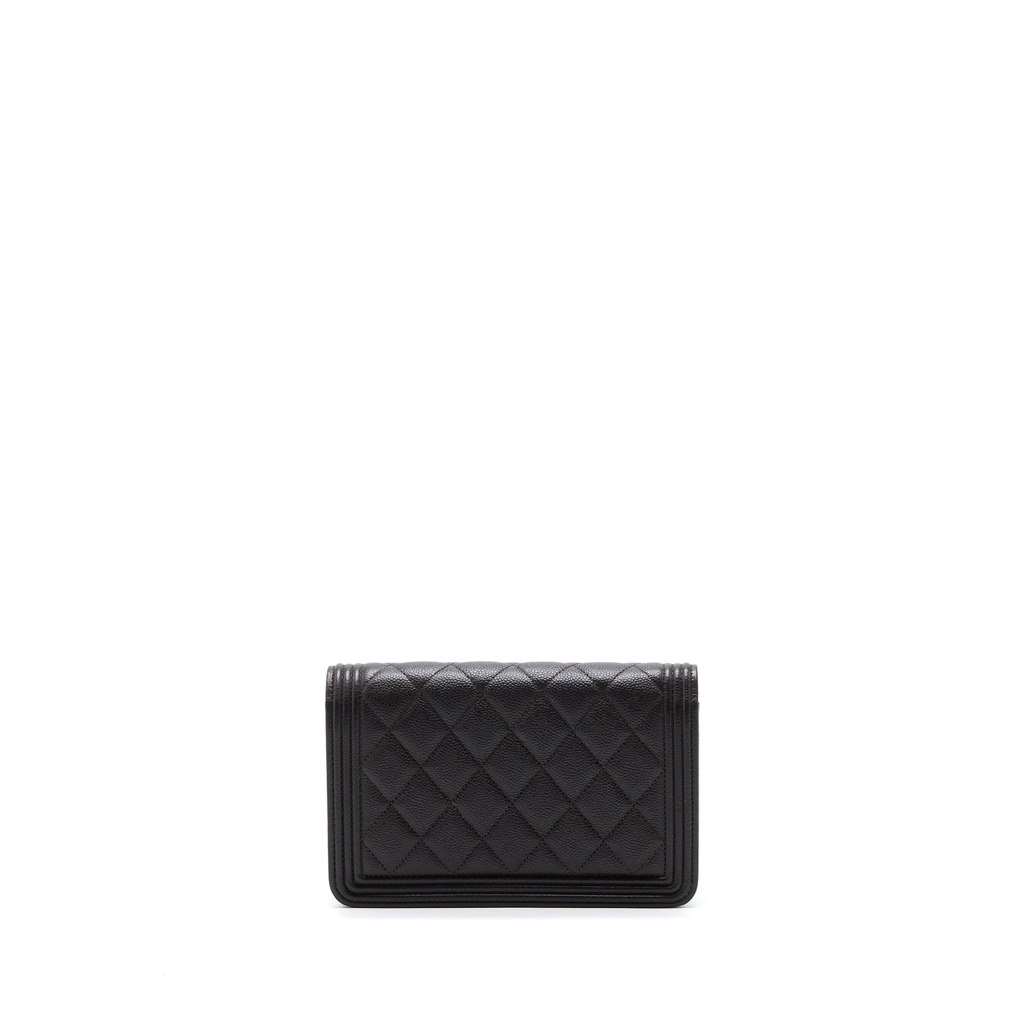 Chanel Boy On Grained Calfskin LGHW Microchip Brown Wallet Case
