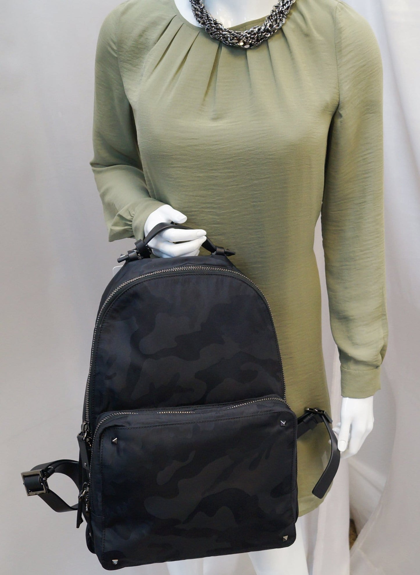Valentino Jacquard Camo Backpack Nylon Black