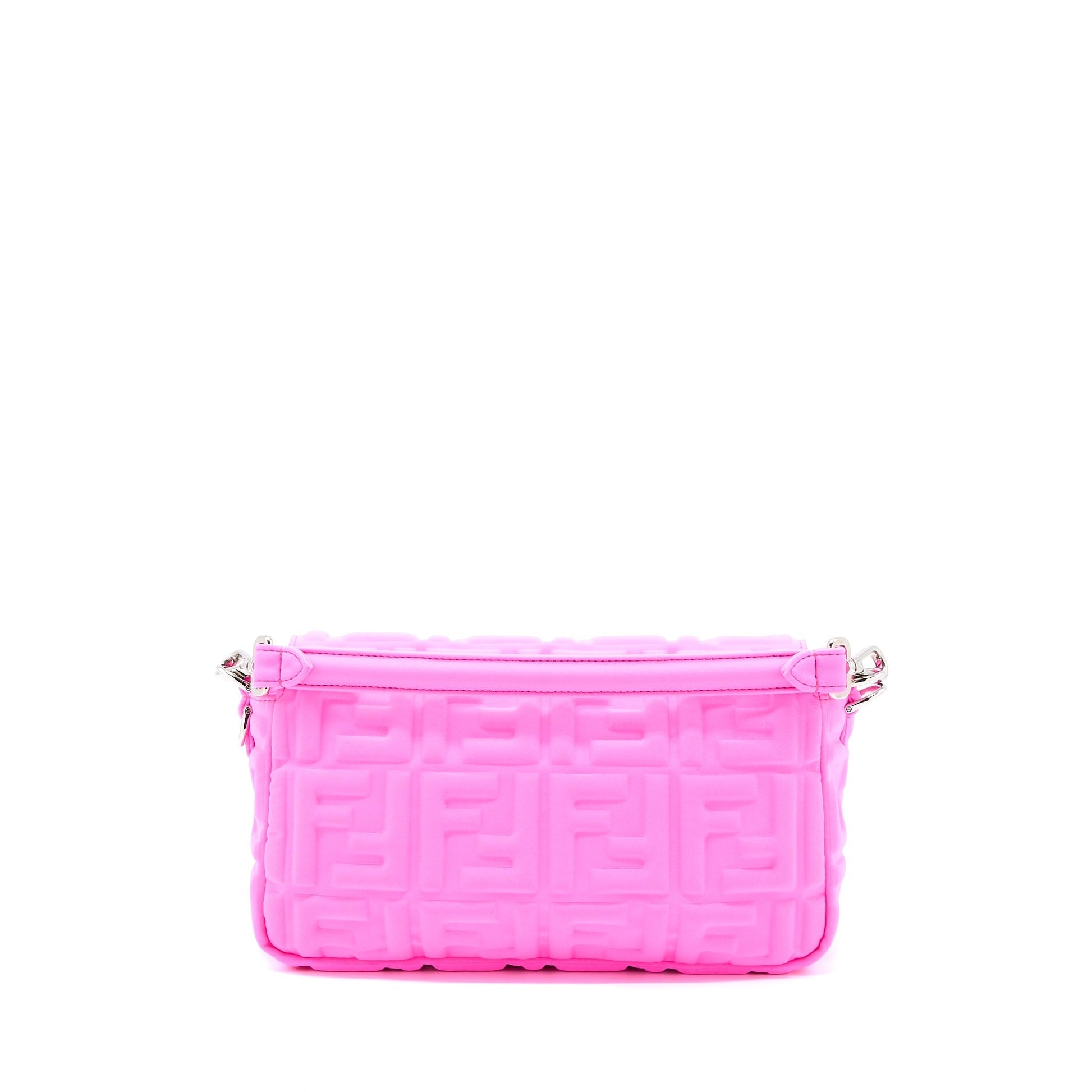 Fendi Baguette Purse Lycra Bright Pink Embossed Shoulder Bag