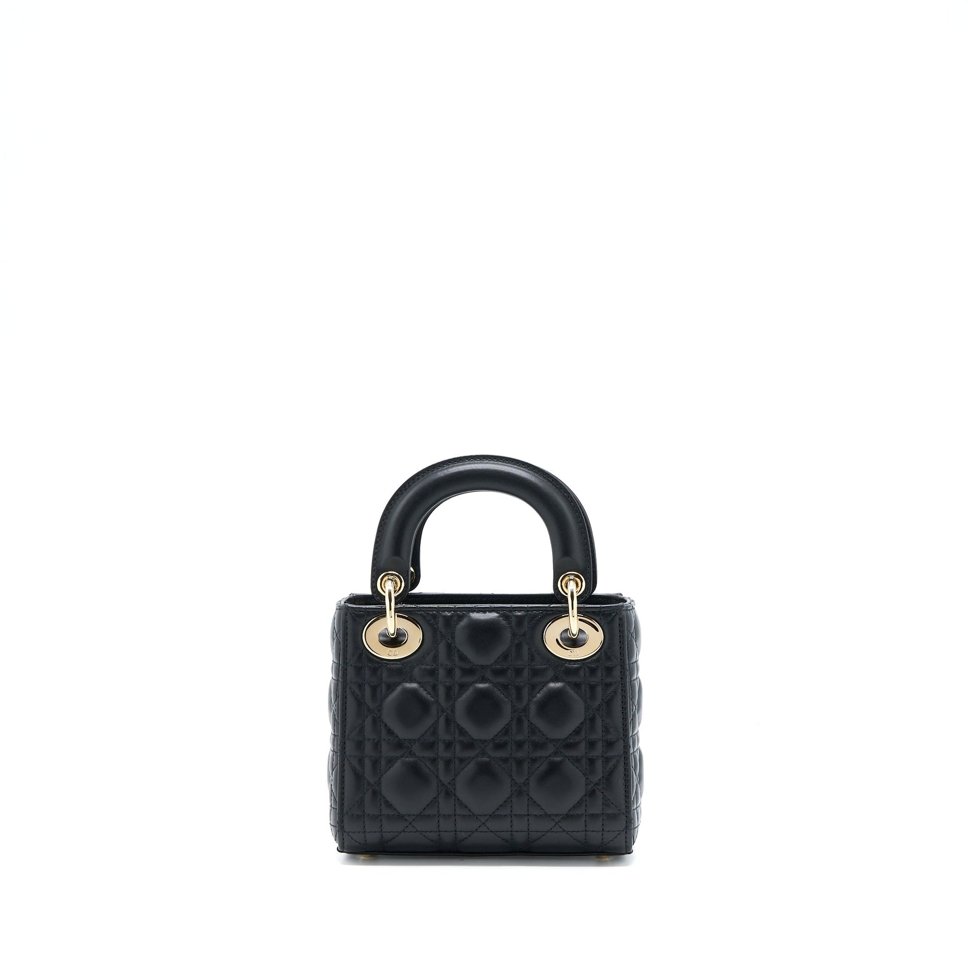 Dior Lady Lambskin Handbag Black Mini Travel Bag