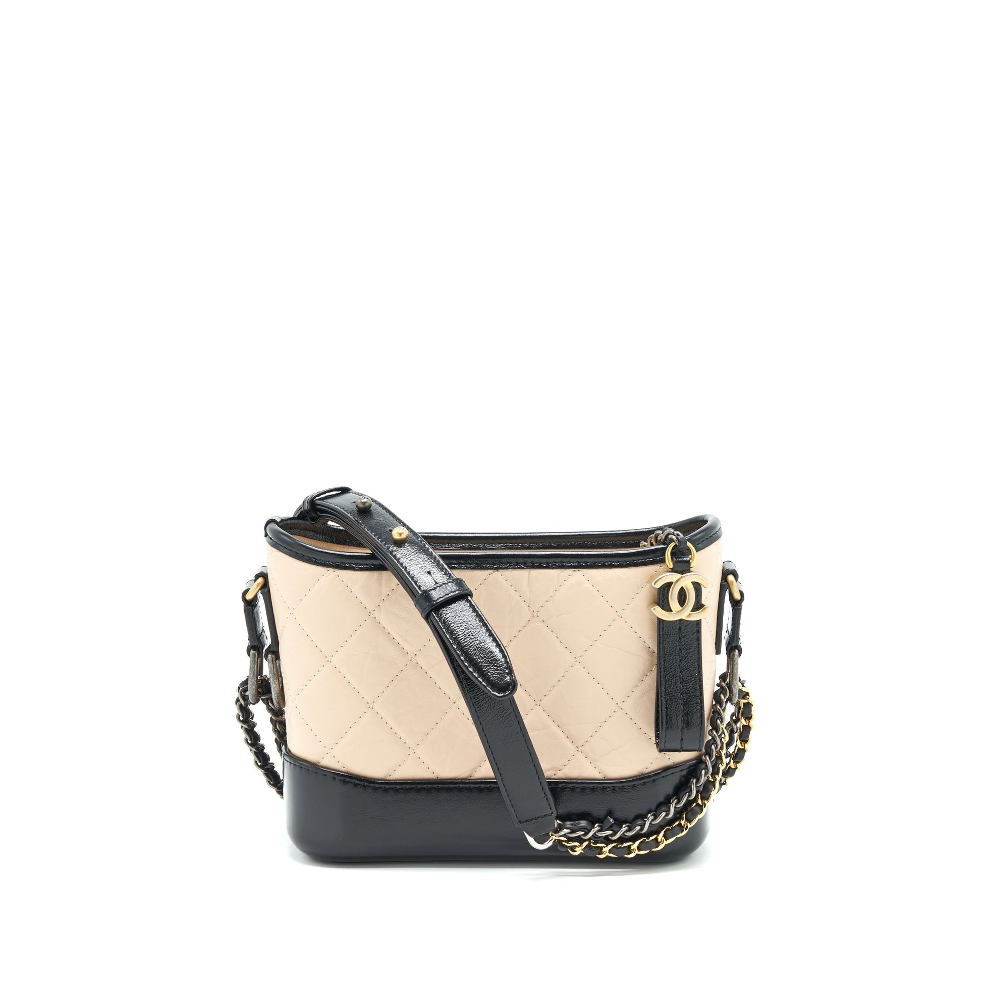Chanel Gabrielle Hobo Black Beige Small Shoulder Bag Black 1