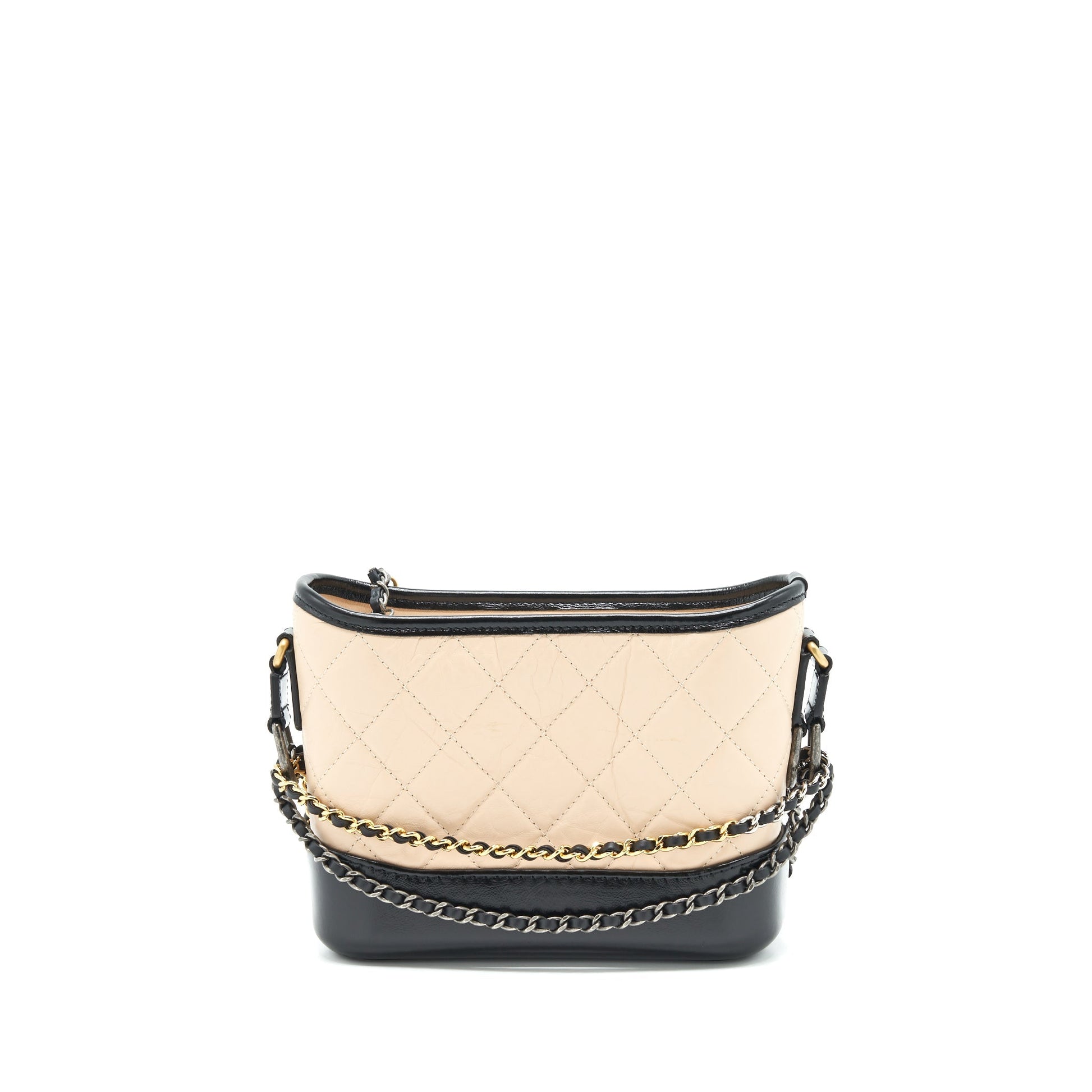 Chanel Gabrielle Hobo Black Beige Small Shoulder Bag Black 1