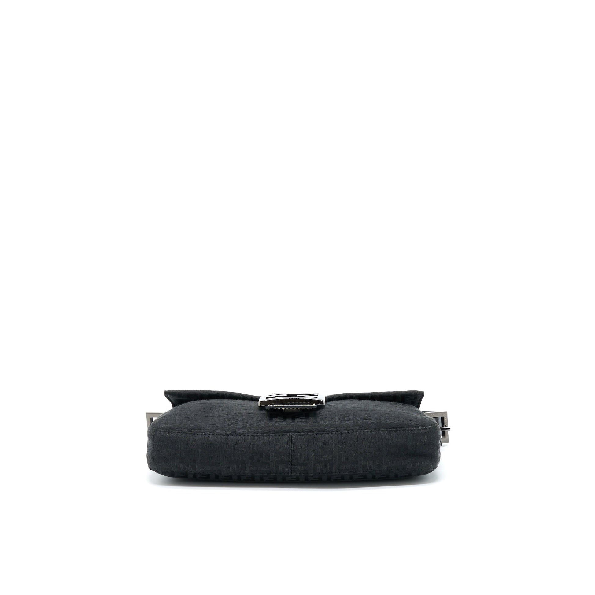 Fendi Zucca Baguette With Hardware Handbag Canvas Black Silver Shoulder Bag