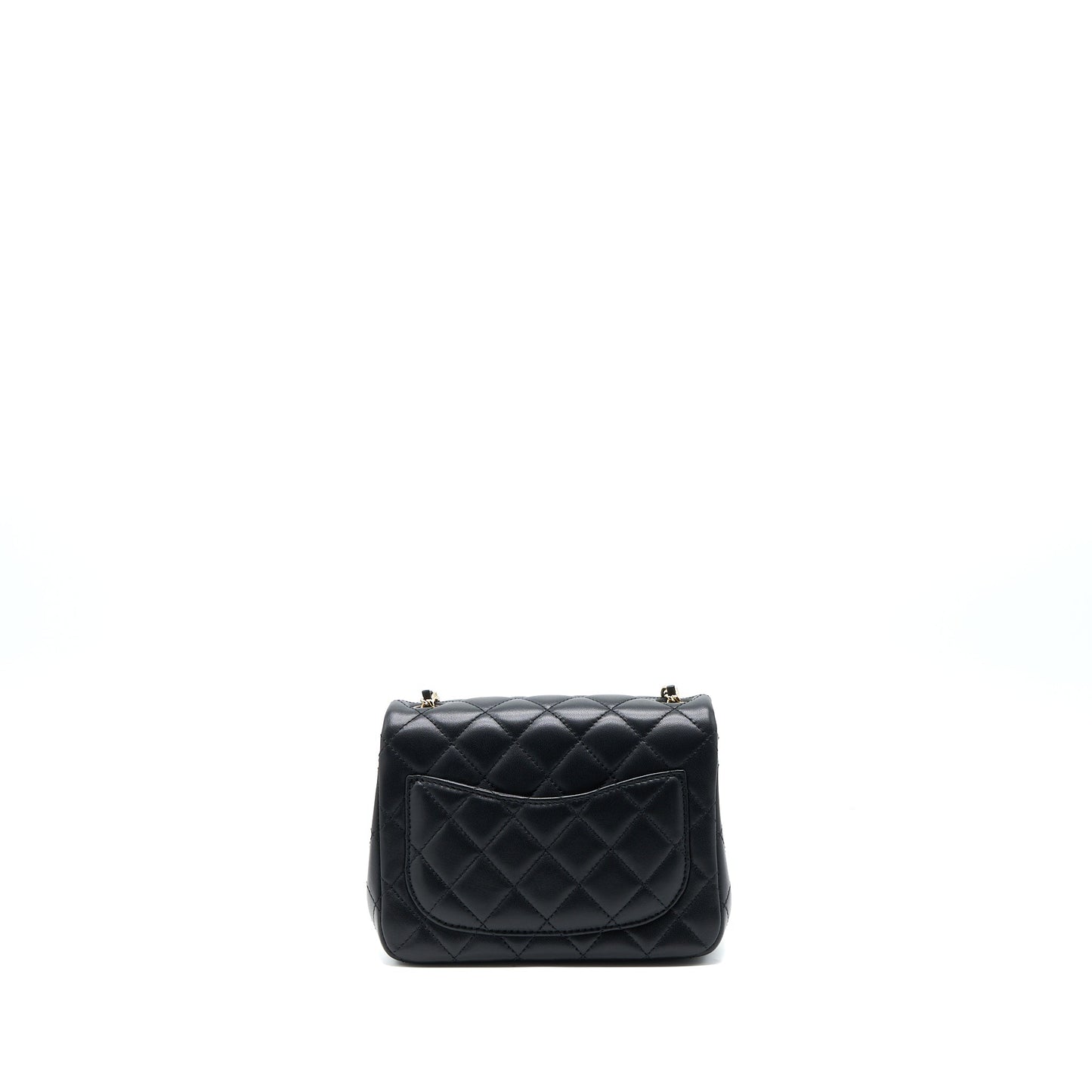 Chanel 23C Pearl Crush Square Flap Lambskin Black Shoulder Bag Lghw Microchip