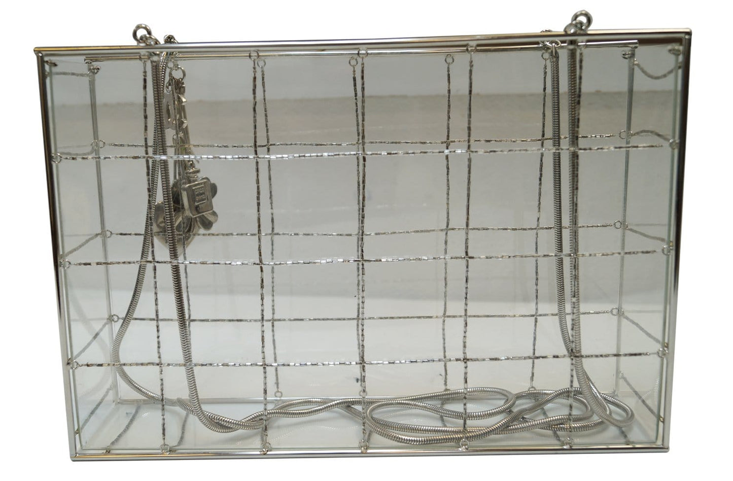 Chanel Plastic Box Grid Clear Rare Travel Bag