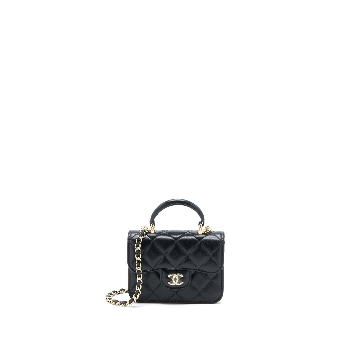 Chanel Top Handle Flap Lambskin LGHW Black Shoulder Bag Lghw 1