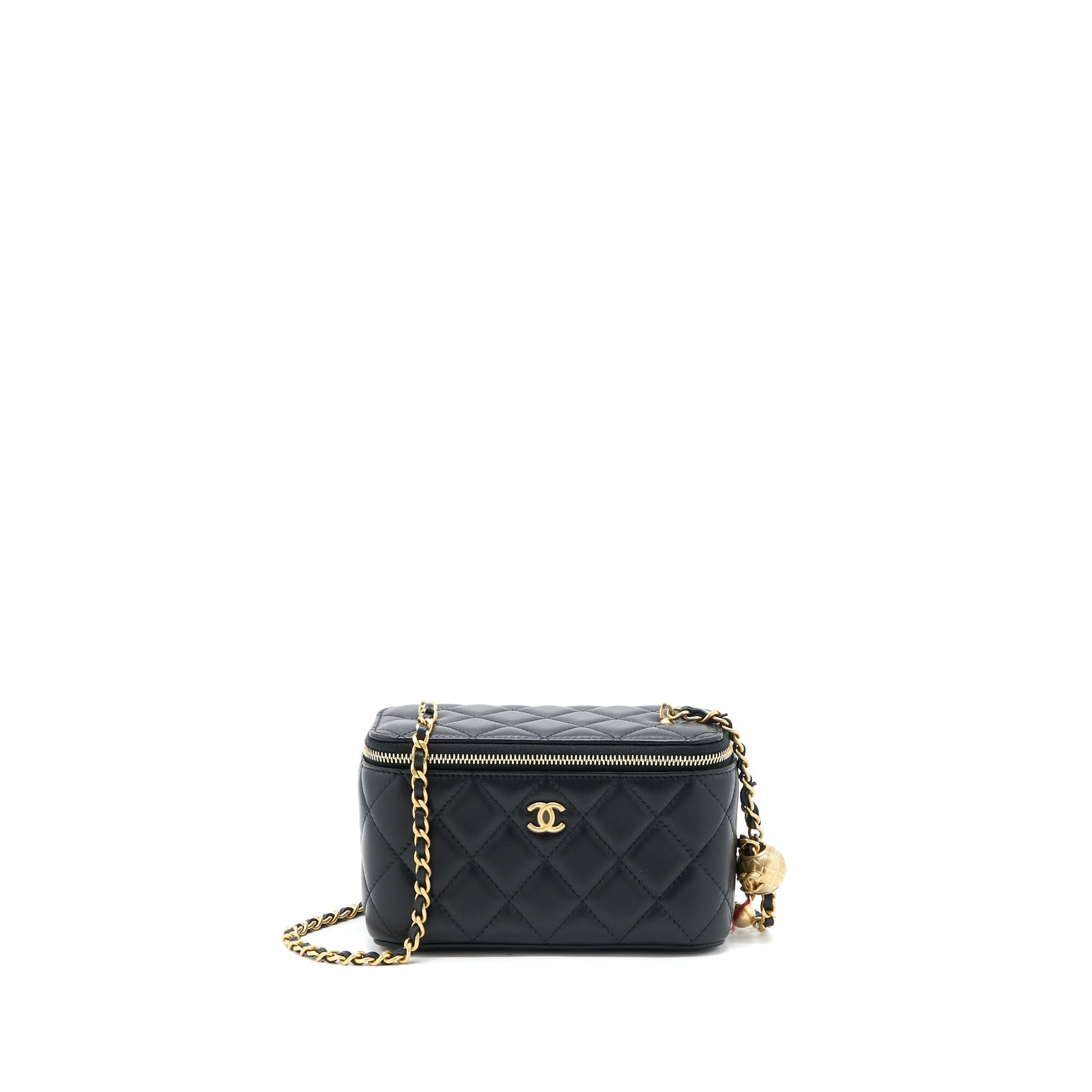 Chanel 22B Pearl Crush Long Vanity Lambskin Black Handbag Ghw 1