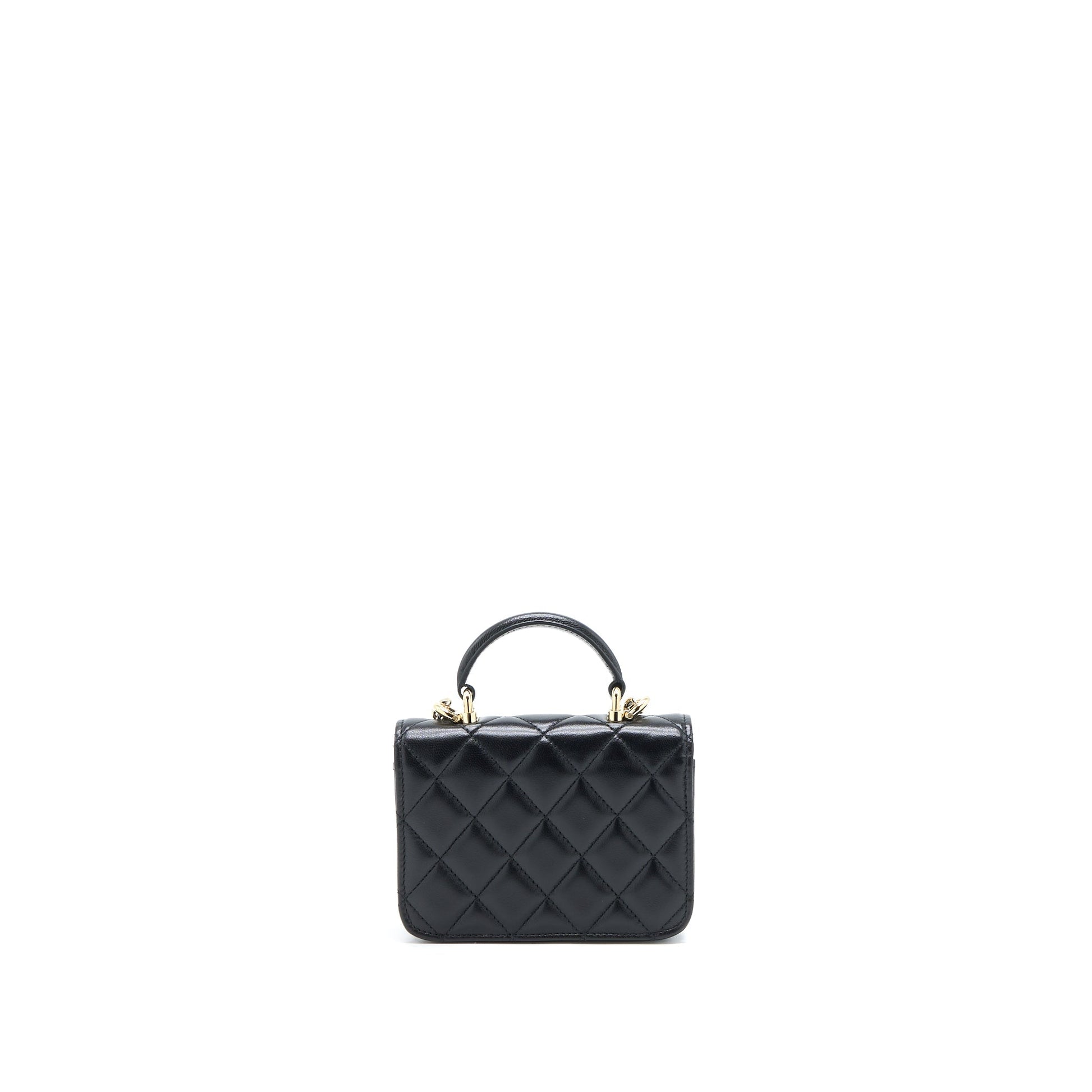 Chanel Top Handle Flap Lambskin LGHW Black Shoulder Bag Lghw 1