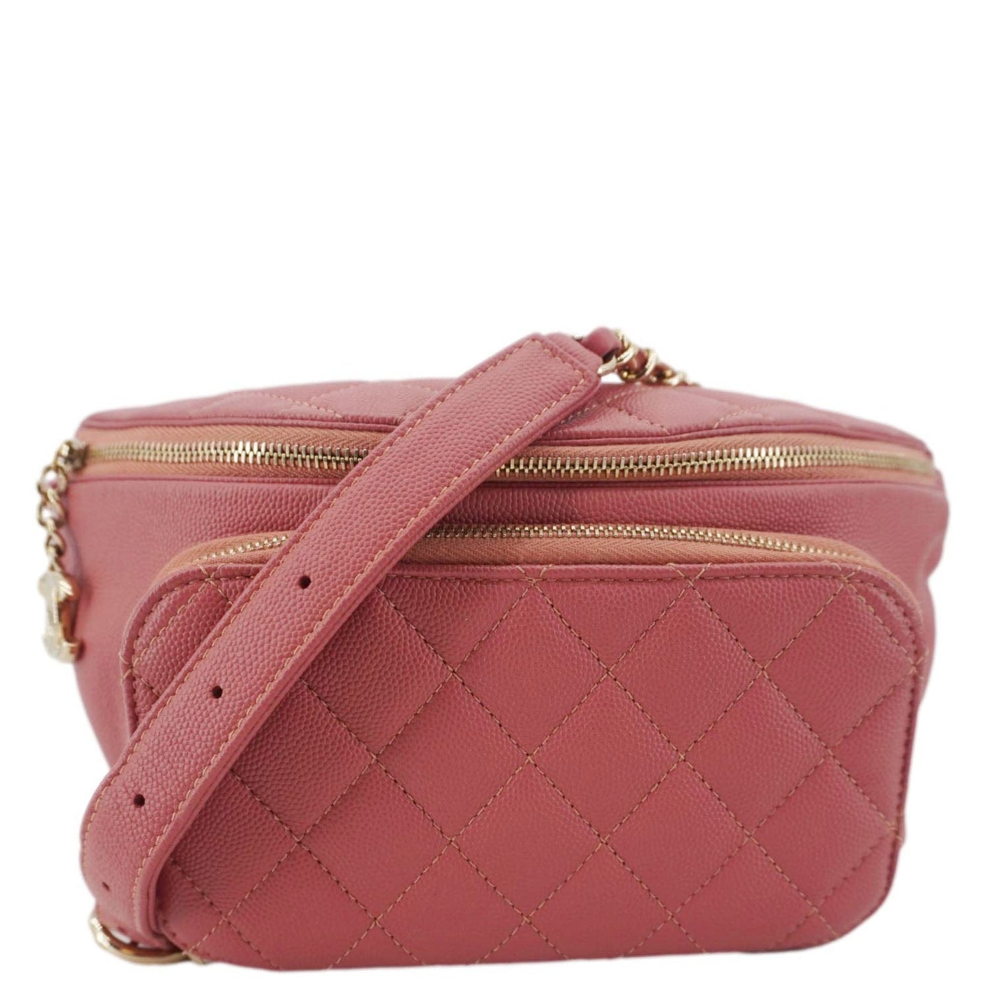 Chanel Business Affinity Quilted Caviar Belt Leather Pink