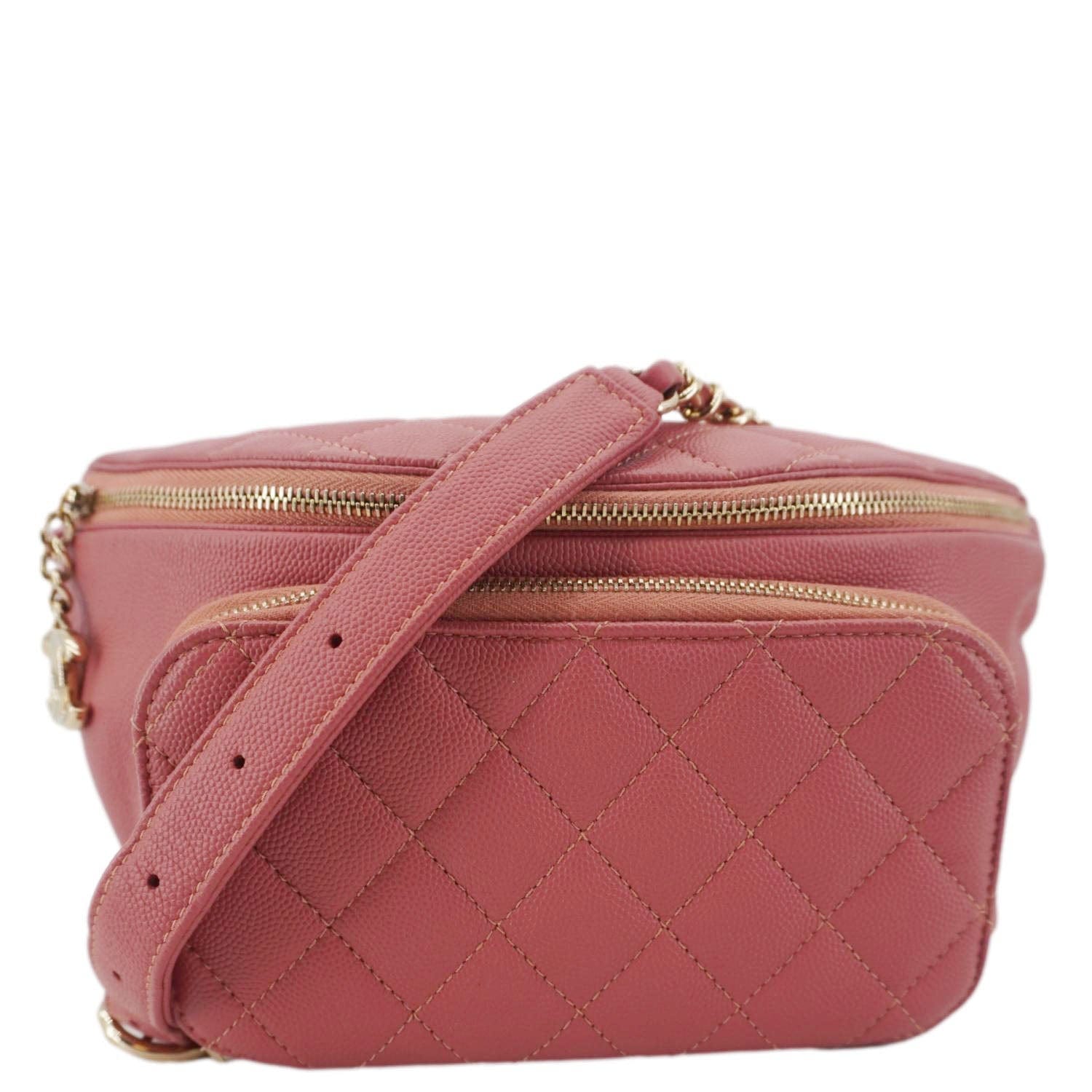Chanel Business Affinity Quilted Caviar Belt Leather Pink