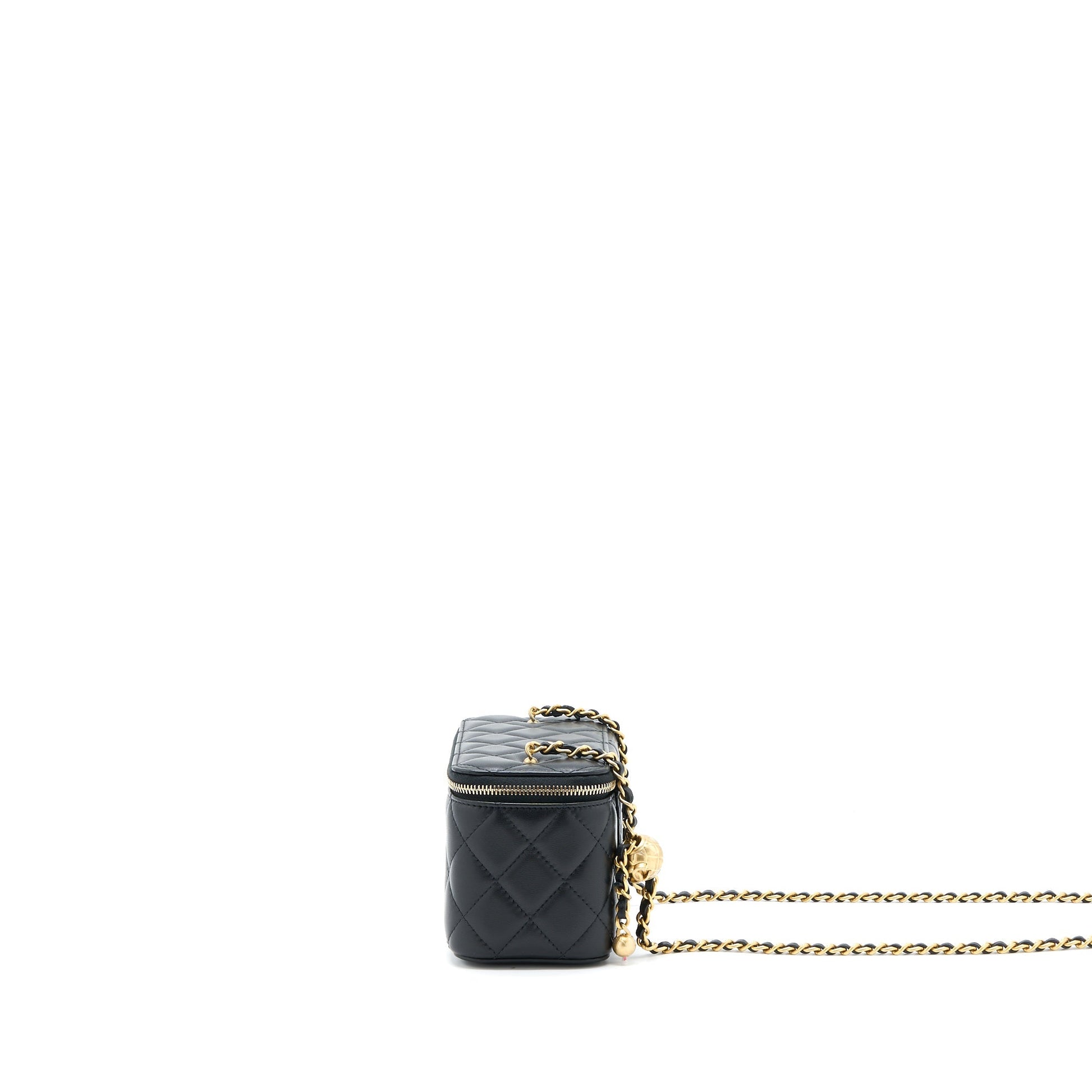 Chanel 22B Pearl Crush Long Vanity Lambskin Black Handbag Ghw 1