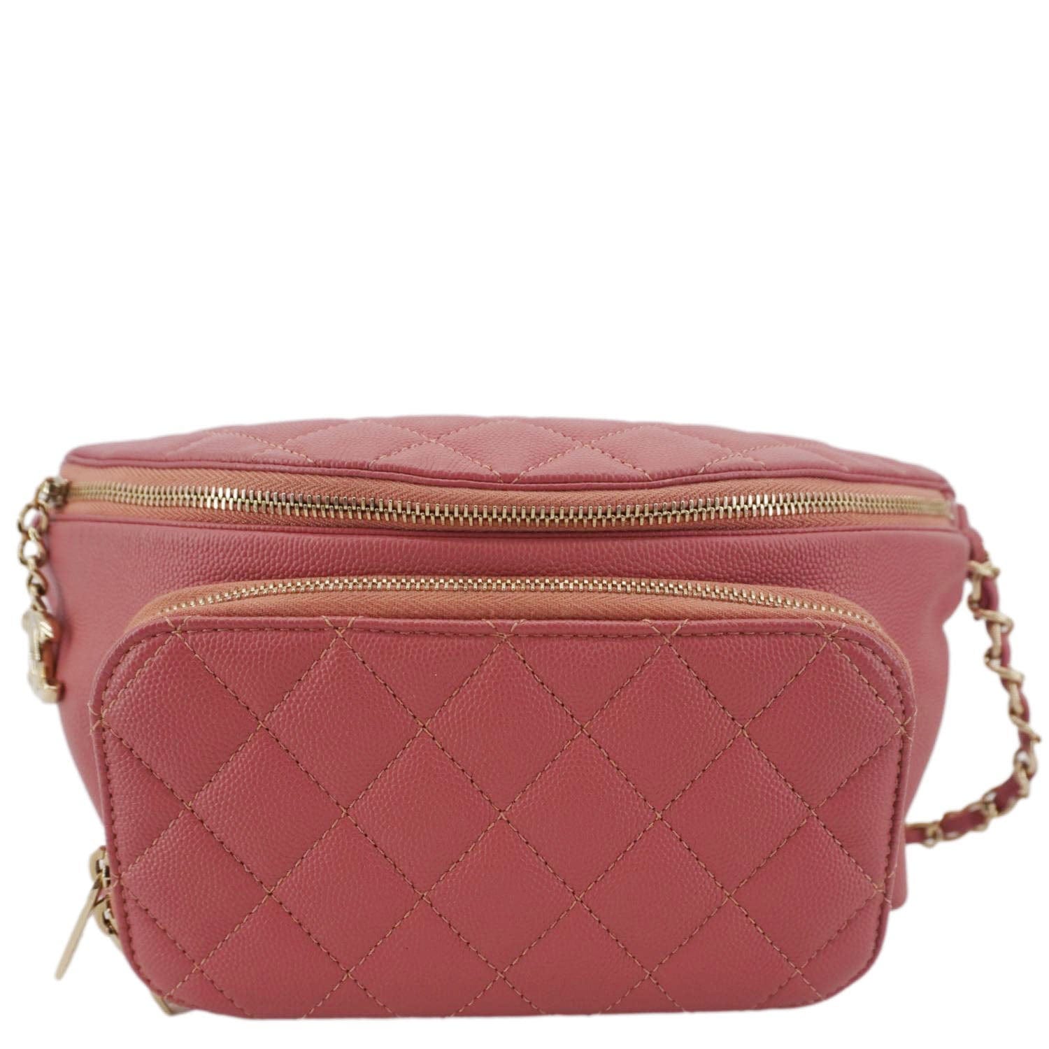 Chanel Business Affinity Quilted Caviar Belt Leather Pink