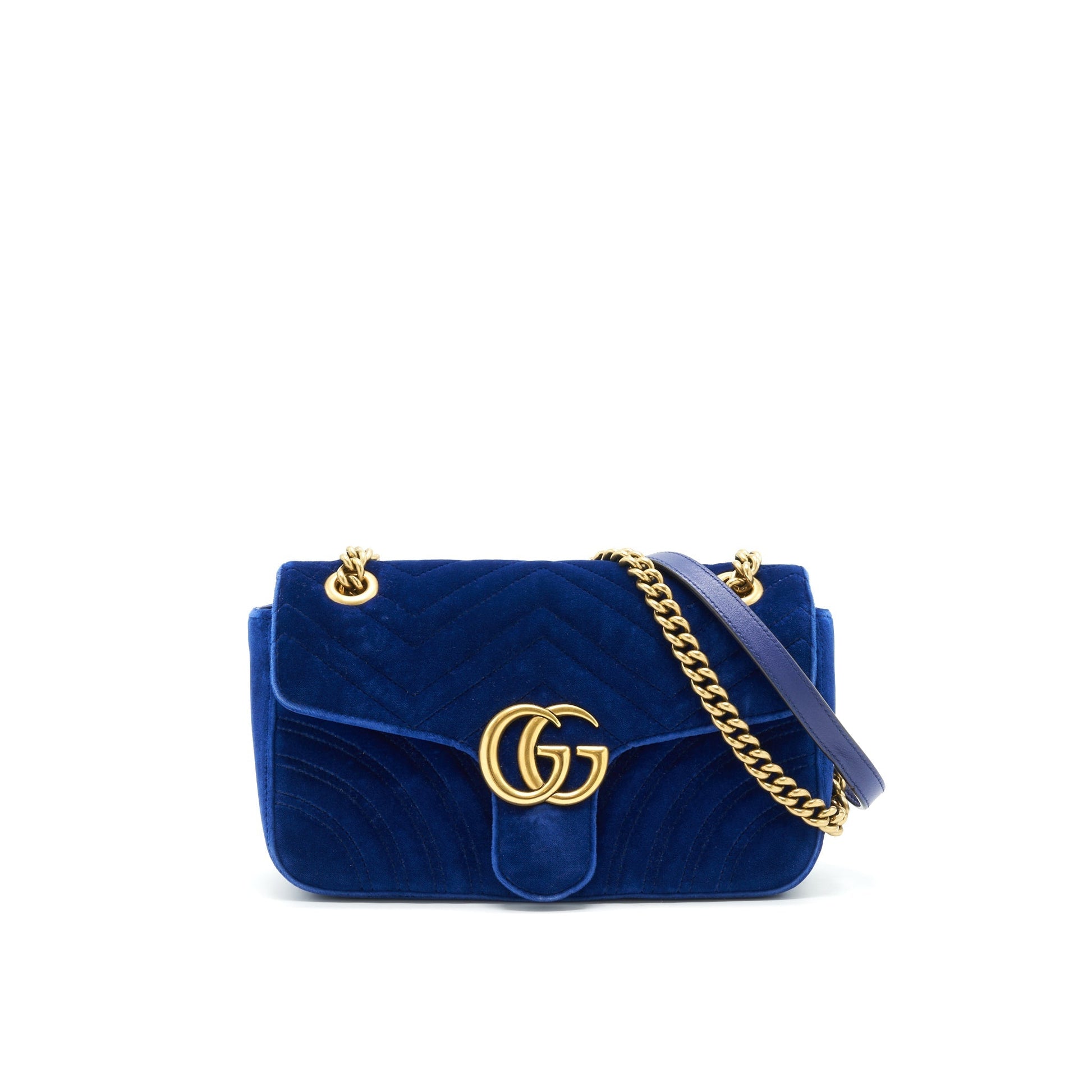 Gucci Velvet Marmont Bag Blue Small Travel Bag