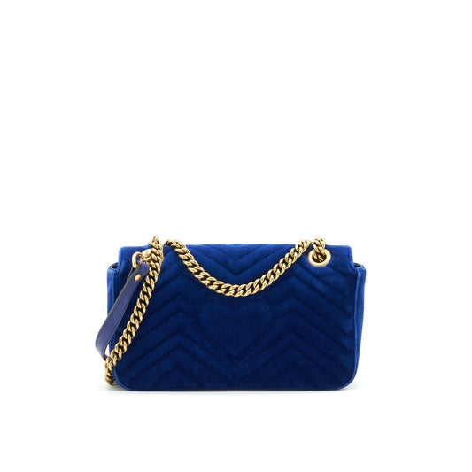 Gucci Velvet Marmont Bag Blue Small Travel Bag