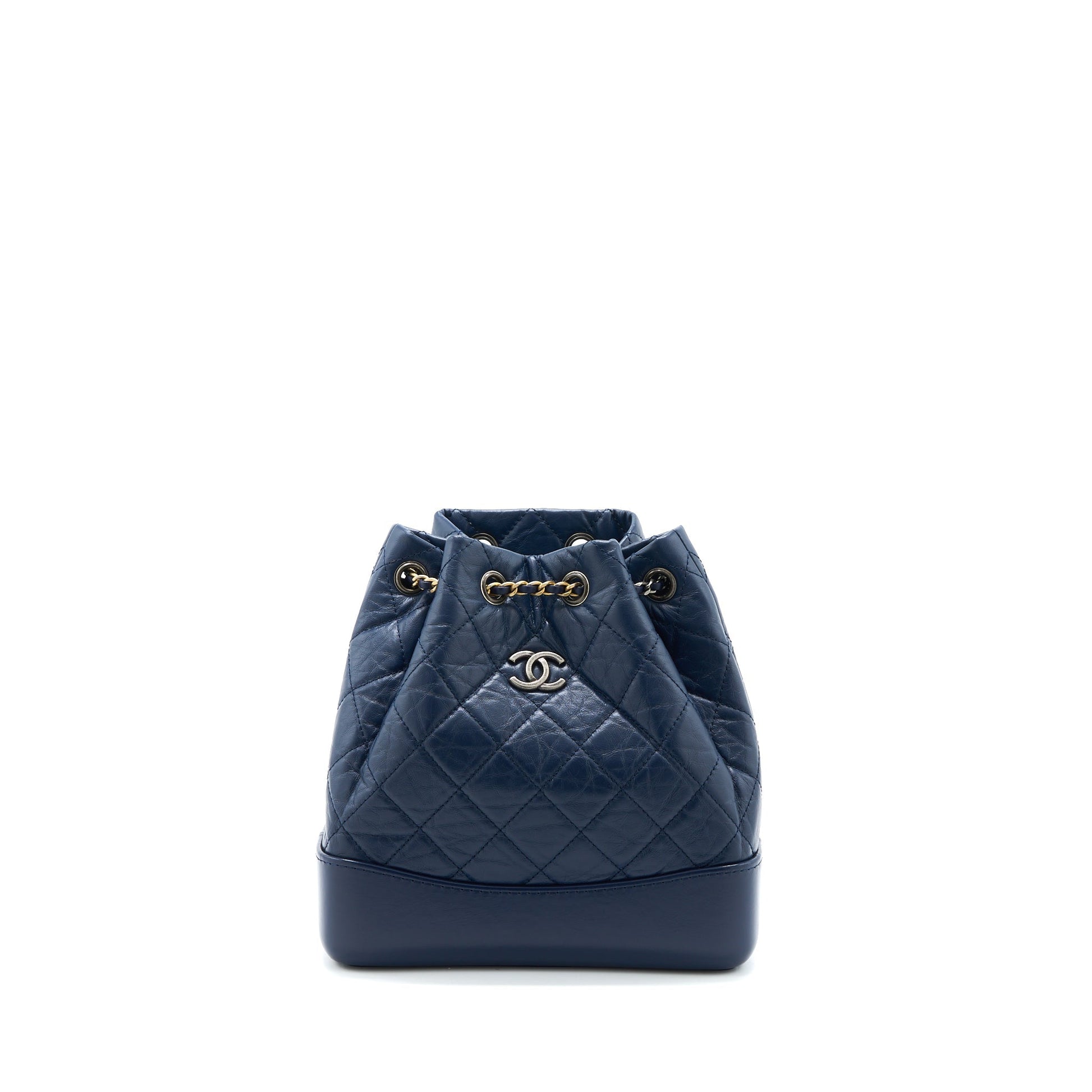 Chanel Gabrielle Backpack Calfskin Dark Hardware Multicolour Blue Small