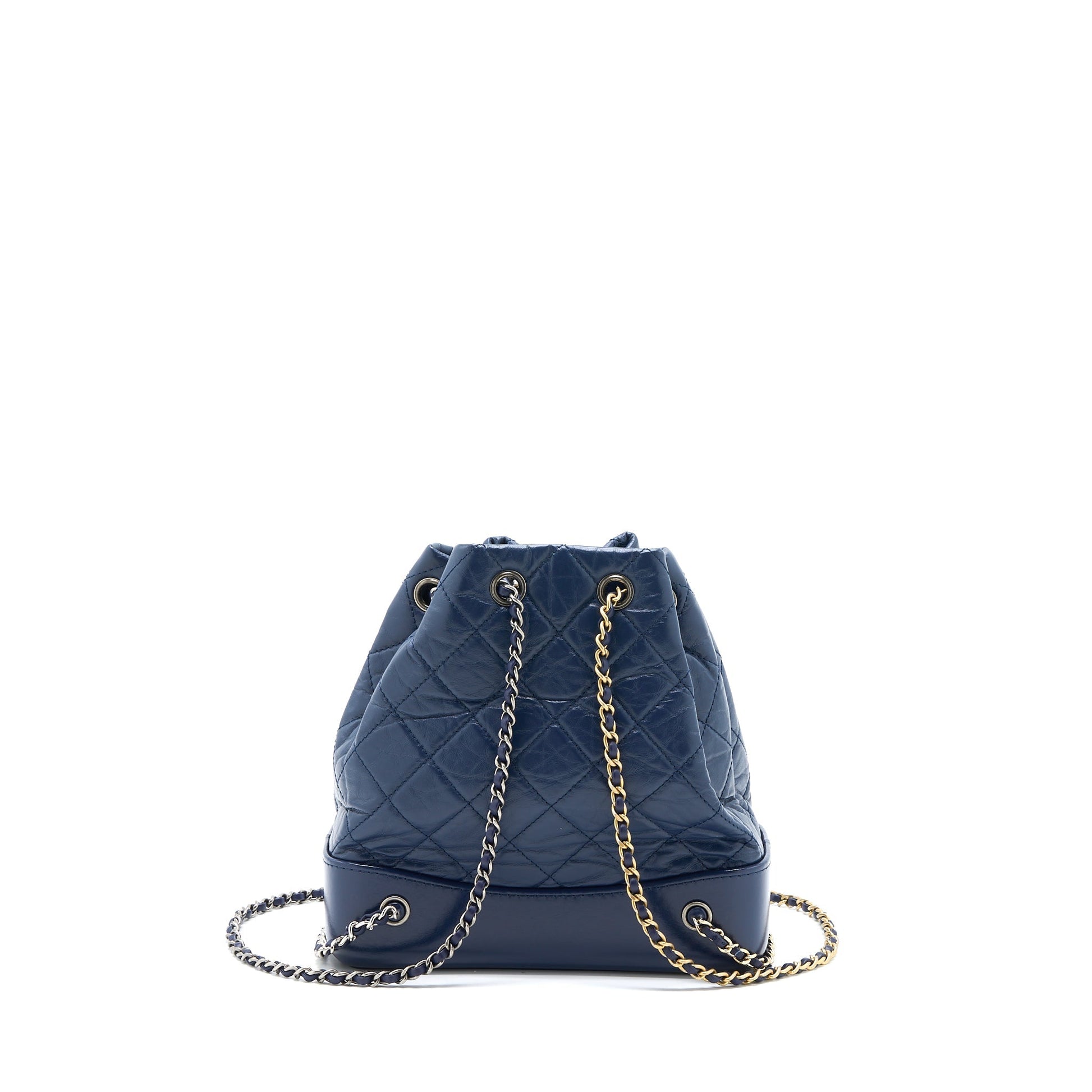 Chanel Gabrielle Backpack Calfskin Dark Hardware Multicolour Blue Small