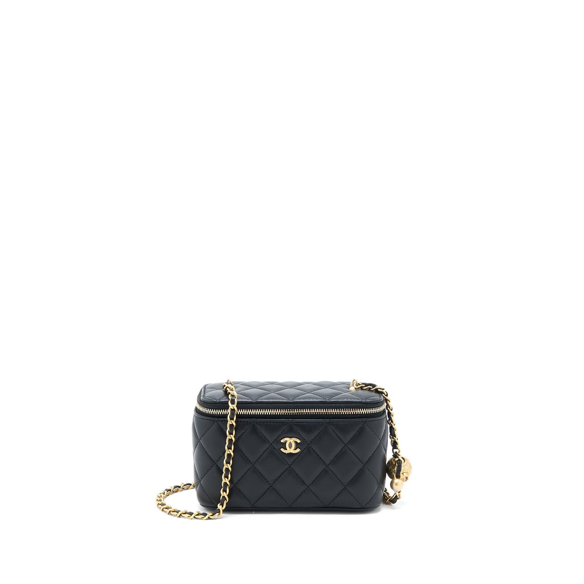 Chanel Pearl Crush Long Vanity Lambskin GHW Black Handbag 5
