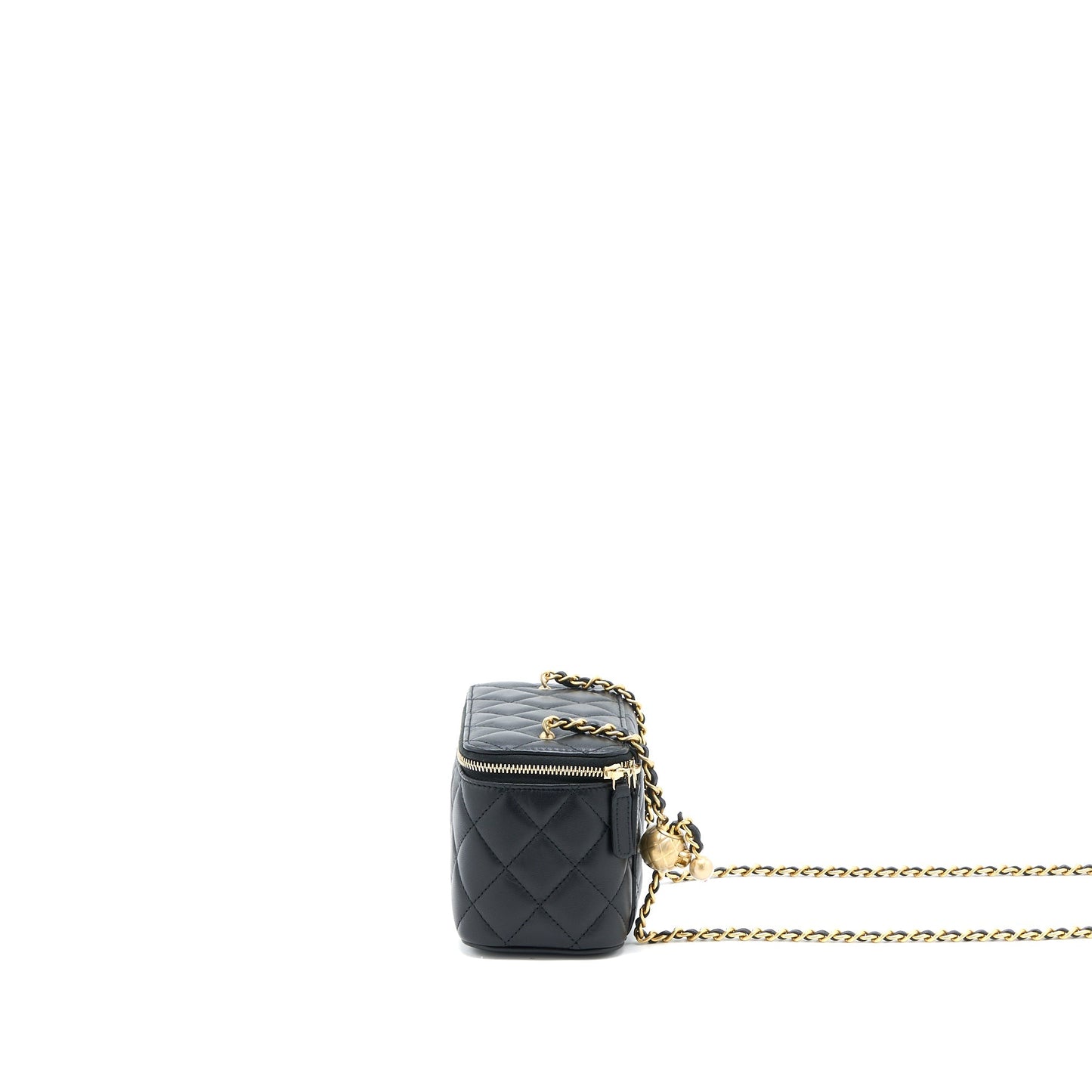 Chanel Pearl Crush Long Vanity Lambskin GHW Black Handbag 5