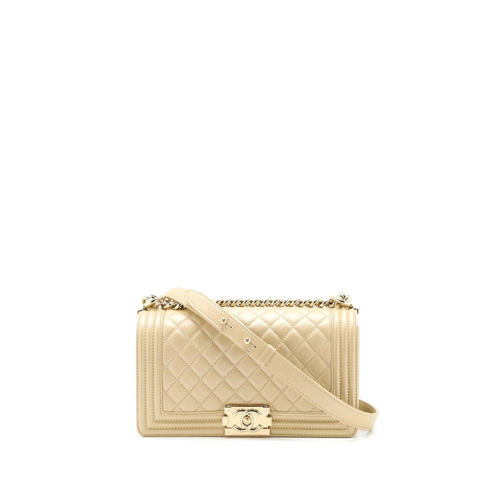 Chanel Boy Caviar LGHW Gold Handbag
