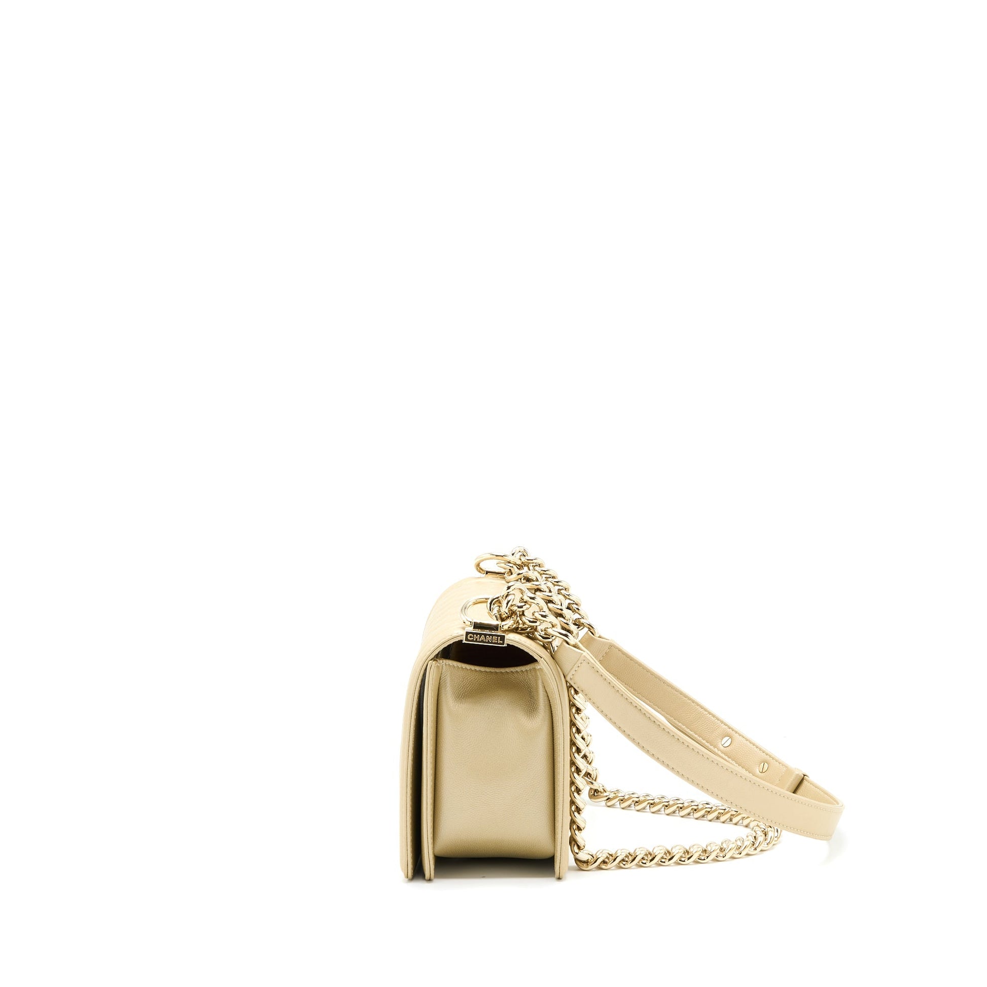 Chanel Boy Caviar LGHW Gold Handbag
