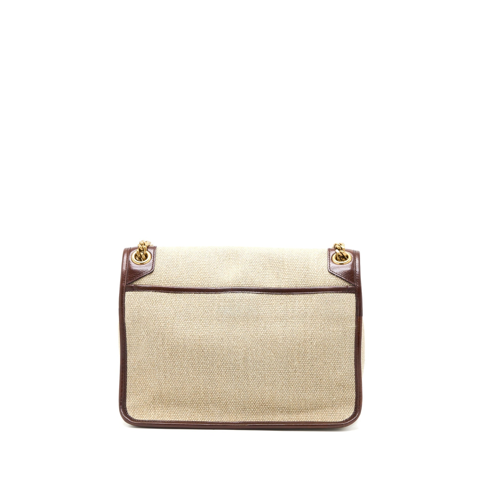YSL Saint Laurent Saint Laurent Niki Purse Trimmed Linen Travel Canvas Brown Travel Bag