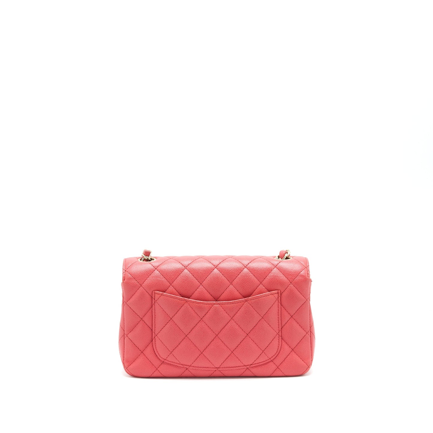 Chanel Rectangular Flap Caviar Coral GHW Pink Shoulder Bag