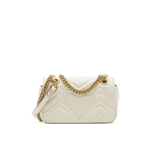 Gucci Marmont Handbag White Cream Travel Bag Cream White