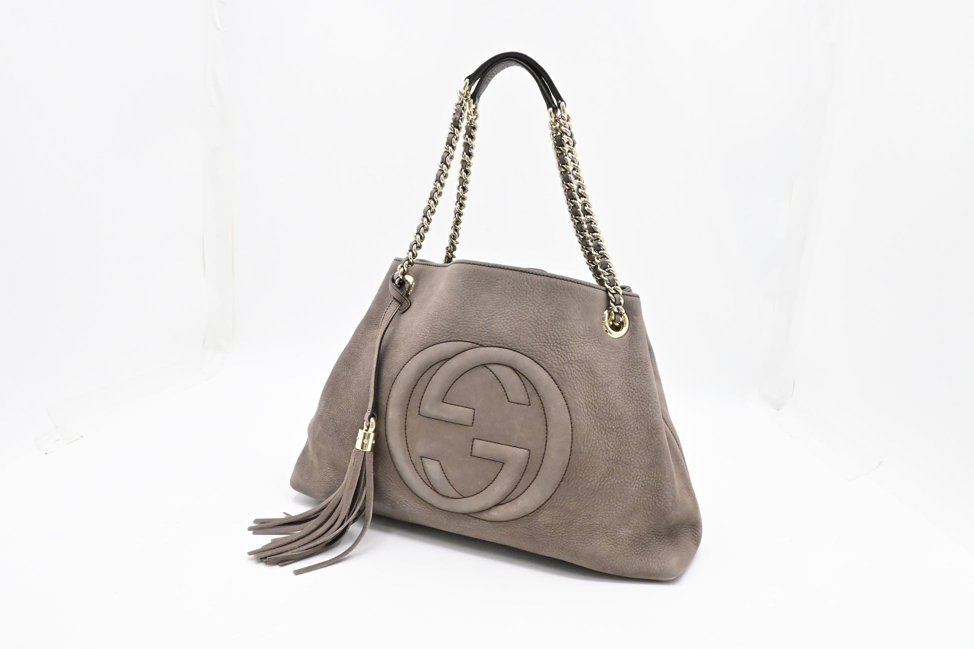 Gucci Soho Leather Gray Chain Shoulder Bag