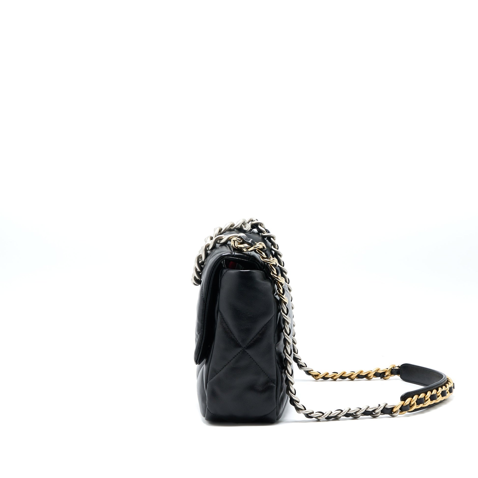 Chanel 19 Goatskin Hardware Microchip Multicolour Black Handbag